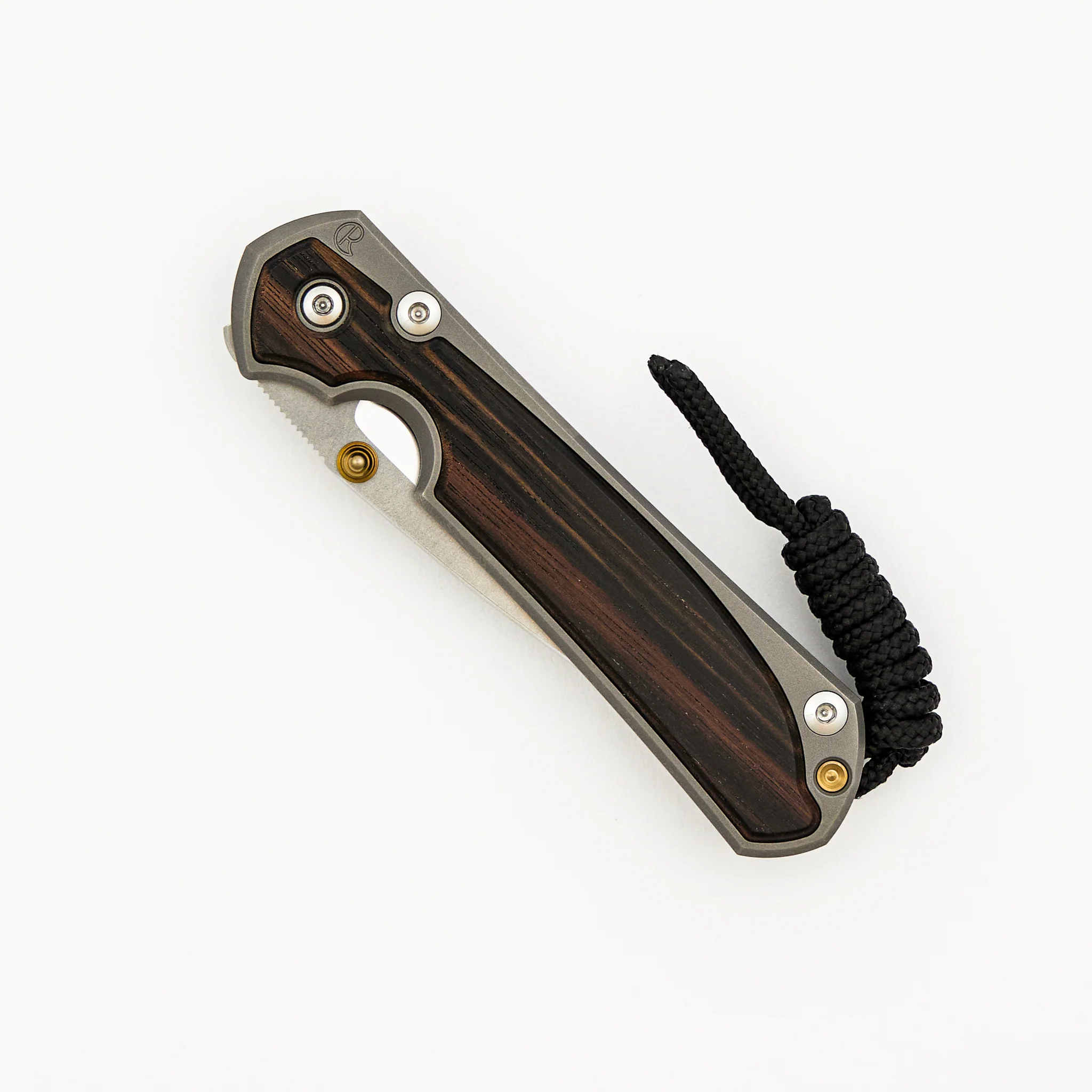 Small Sebenza 31 - Macassar Ebony Inlay - Drop Point Polished CPM MagnaCut Blade - Gold Single Thumb Lug - Image 38