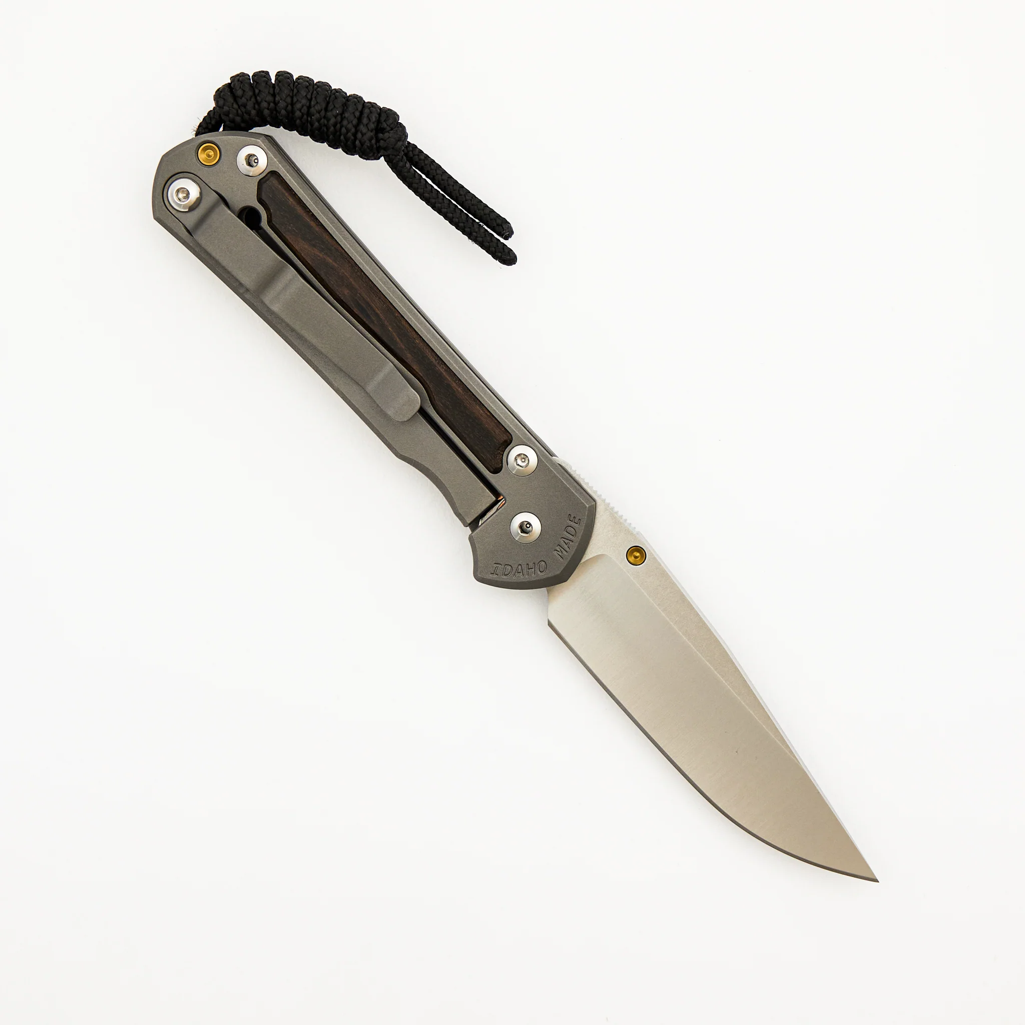 Small Sebenza 31 - Macassar Ebony Inlay - Drop Point Polished CPM MagnaCut Blade - Gold Single Thumb Lug - Image 9