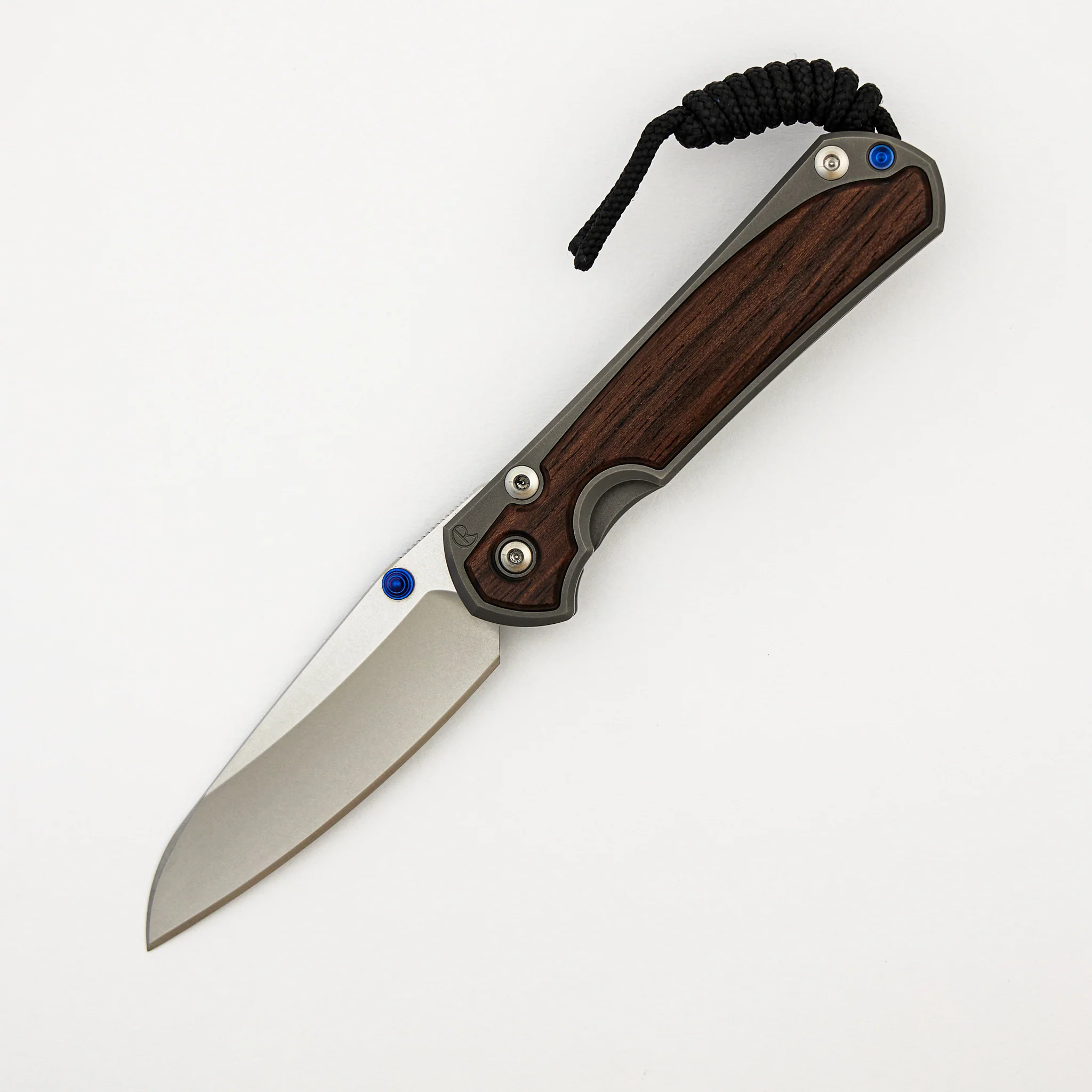 Small Sebenza 31 - Macassar Ebony Inlay - Insingo CPM MagnaCut Blade - Blue Double Thumb Lugs - Image 22