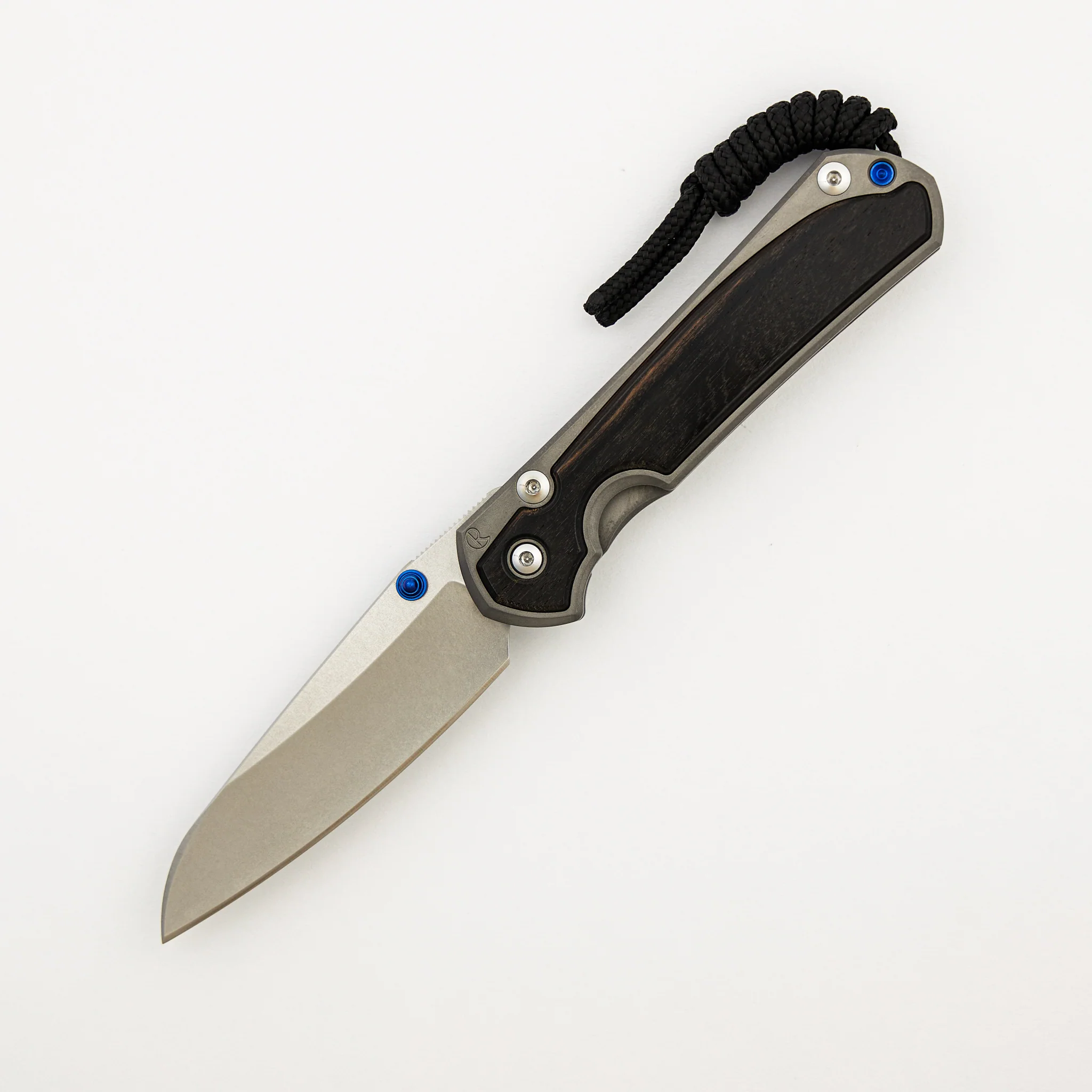 Small Sebenza 31 - Macassar Ebony Inlay - Insingo CPM MagnaCut Blade - Blue Double Thumb Lugs - Image 8