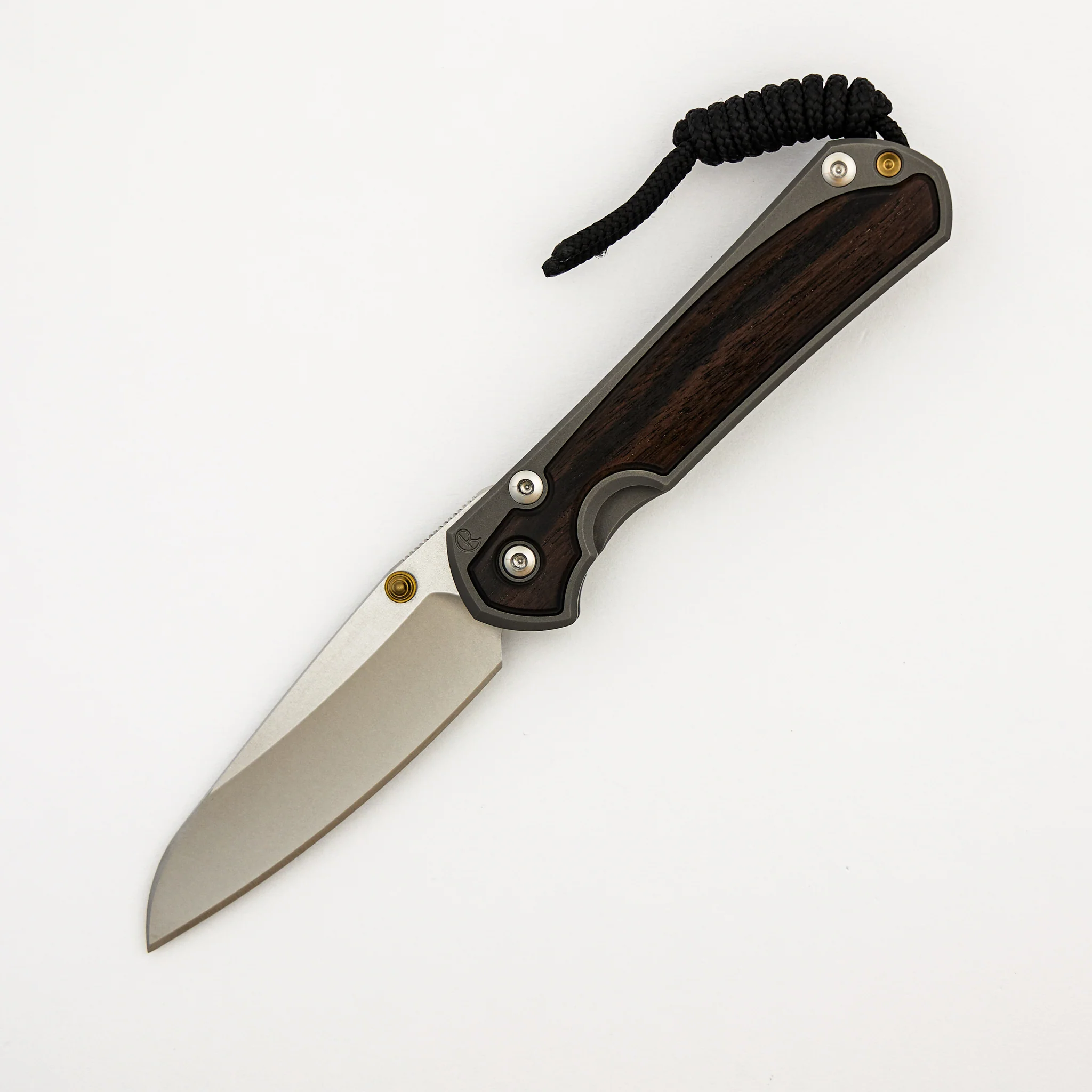 Small Sebenza 31 - Macassar Ebony Inlay - Insingo CPM MagnaCut Blade - Gold Double Thumb Lugs - Image 15