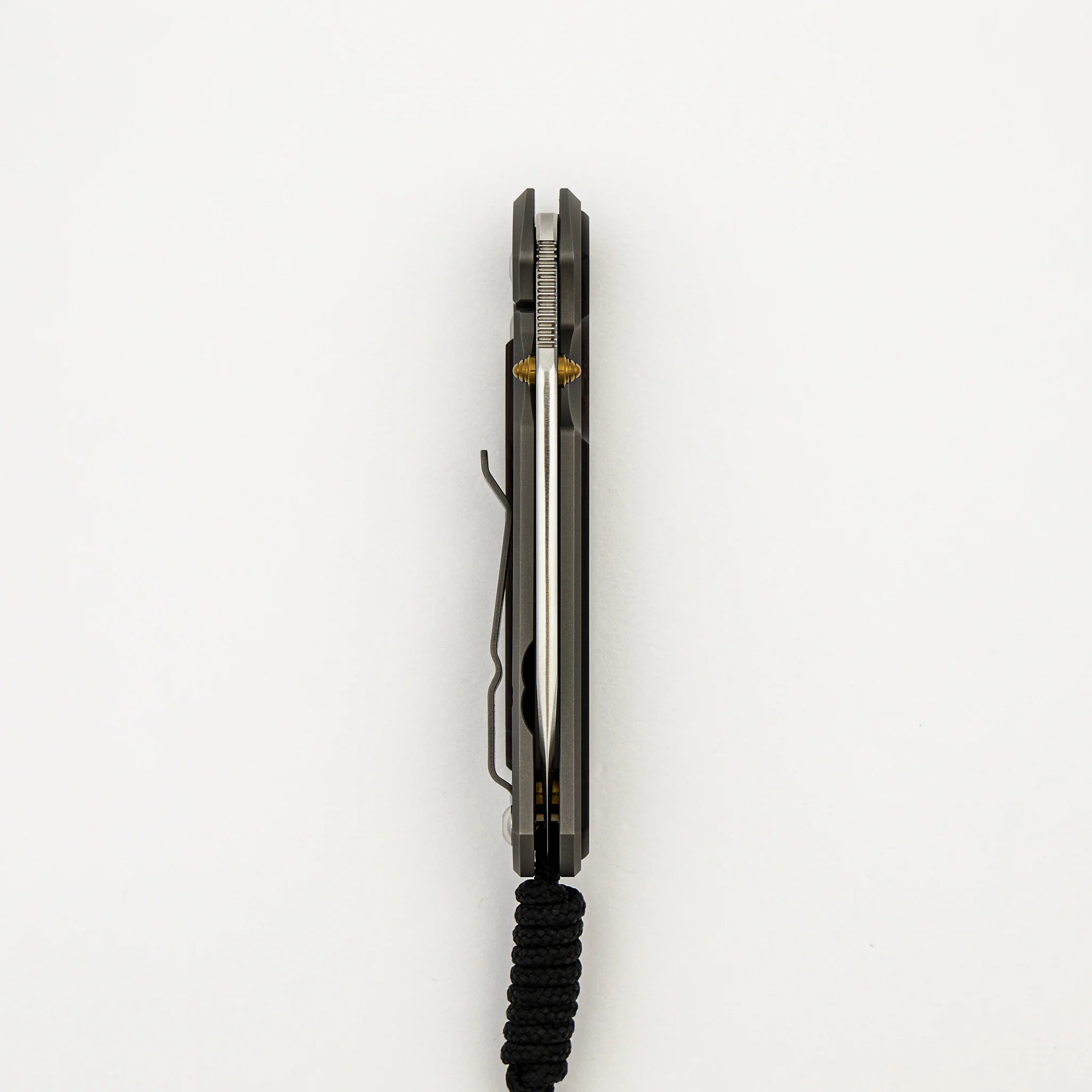 Small Sebenza 31 - Macassar Ebony Inlay - Insingo CPM MagnaCut Blade - Gold Double Thumb Lugs - Image 19