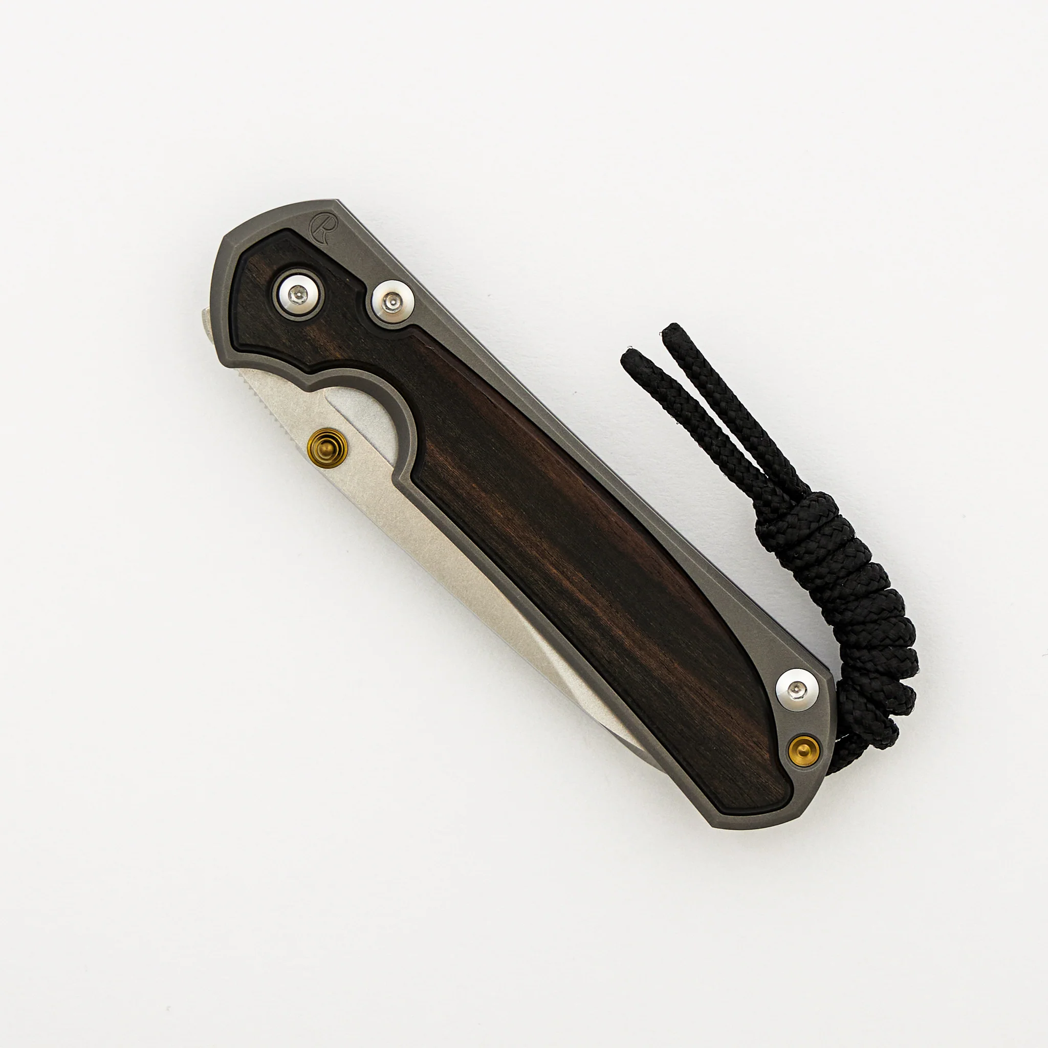 Small Sebenza 31 - Macassar Ebony Inlay - Insingo CPM MagnaCut Blade - Gold Double Thumb Lugs - Image 3