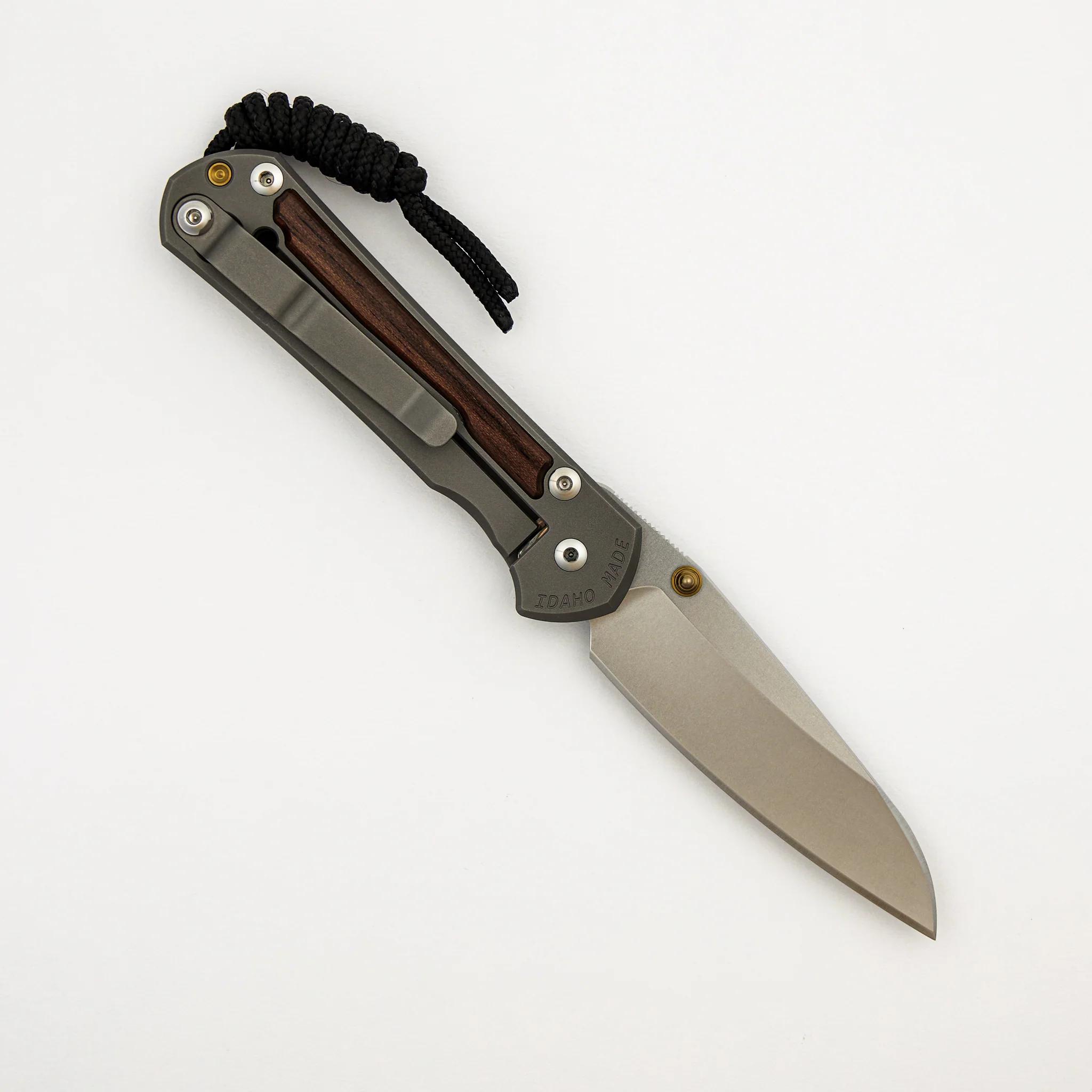 Small Sebenza 31 - Macassar Ebony Inlay - Insingo CPM MagnaCut Blade - Gold Double Thumb Lugs - Image 9