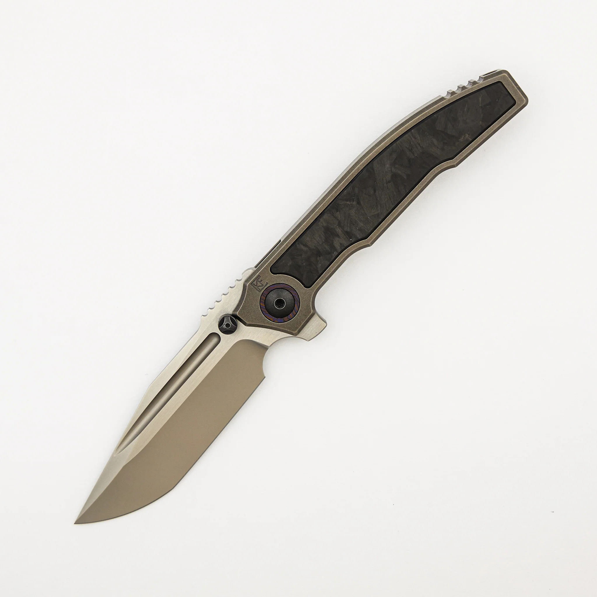 Snafu 2024 (Medium) - Titanium/Carbon Fiber Handle - M398 Blade #142 (Peter Rassenti Design)