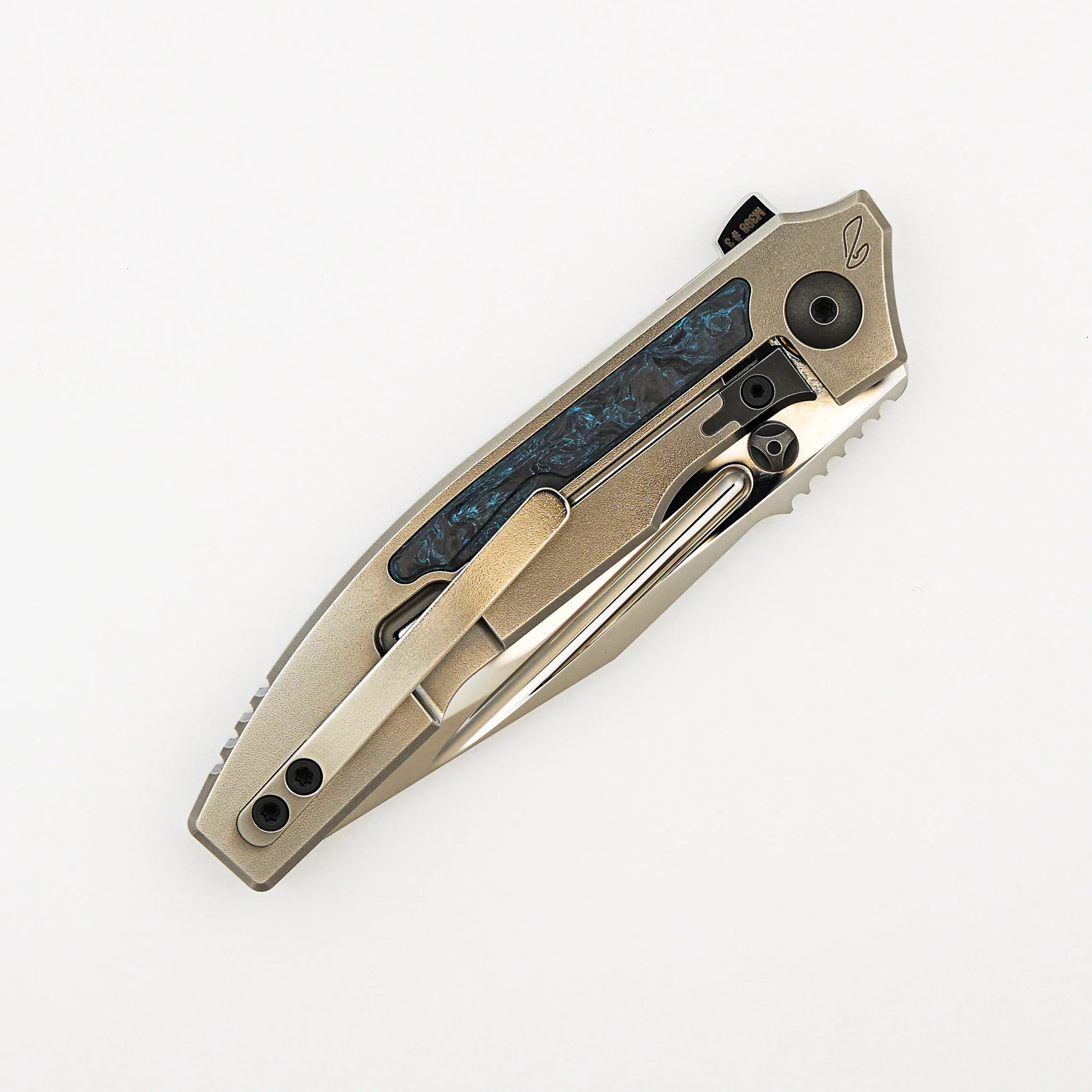 Snafu - Titanium/Carbon Fiber Handle - Mirror M398 Blade (Peter Rassenti Design) - Image 4