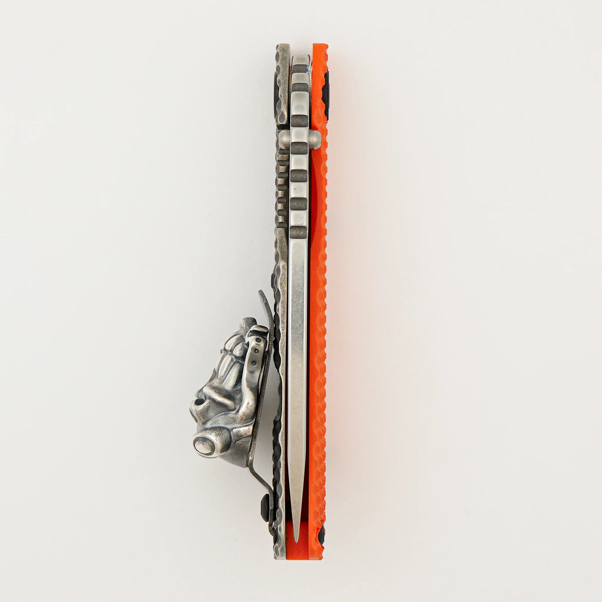 SNG DGG - Drop Point MagnaCut Blade - Titanium/Orange G10 Handle - Starlingear/Steel Flame Collaboration Gooner Clip - Image 5