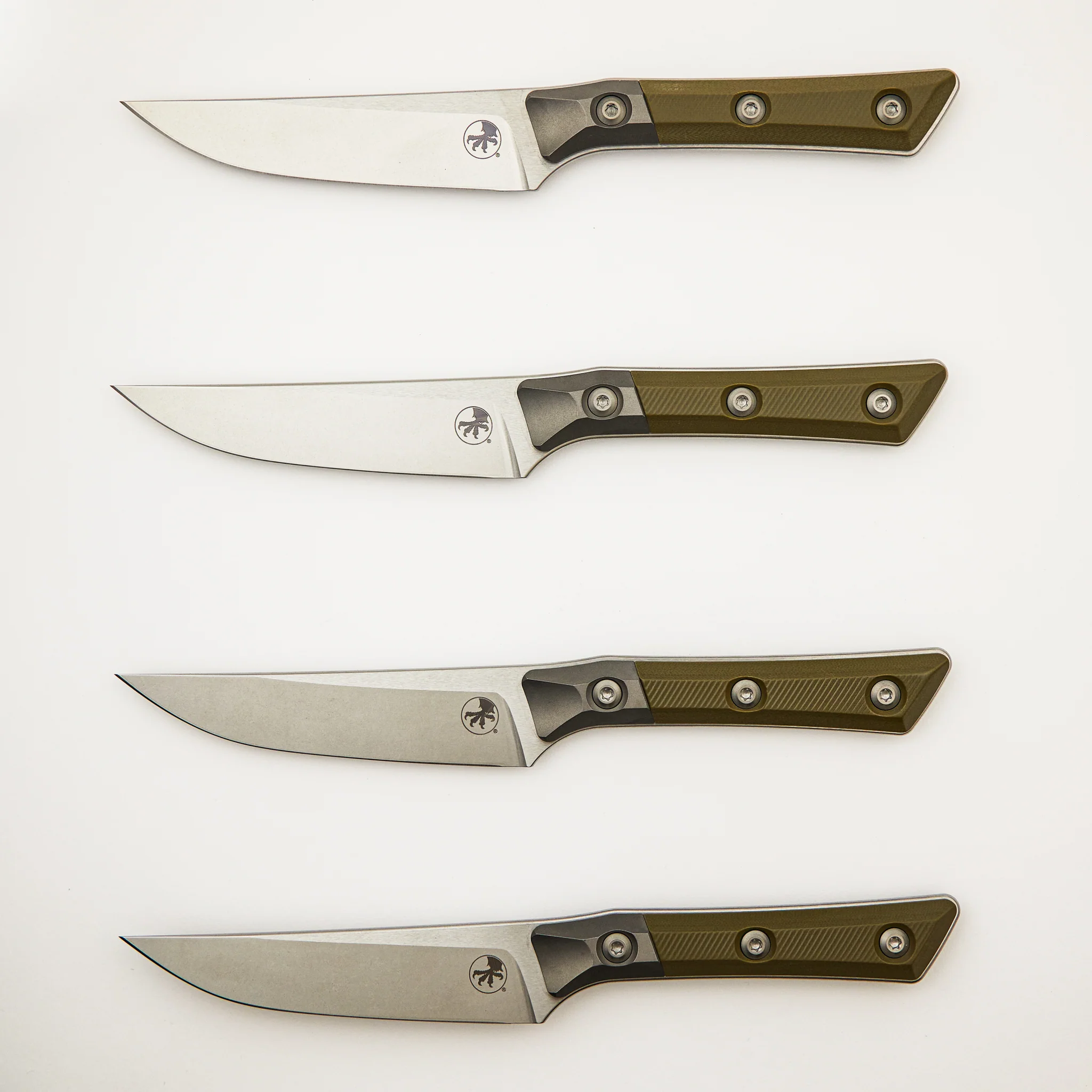 Steak Knife Set - G-10 OD Green - Bead Blast Bolster - Stonewash Standard - 3600B-10 SETOD
