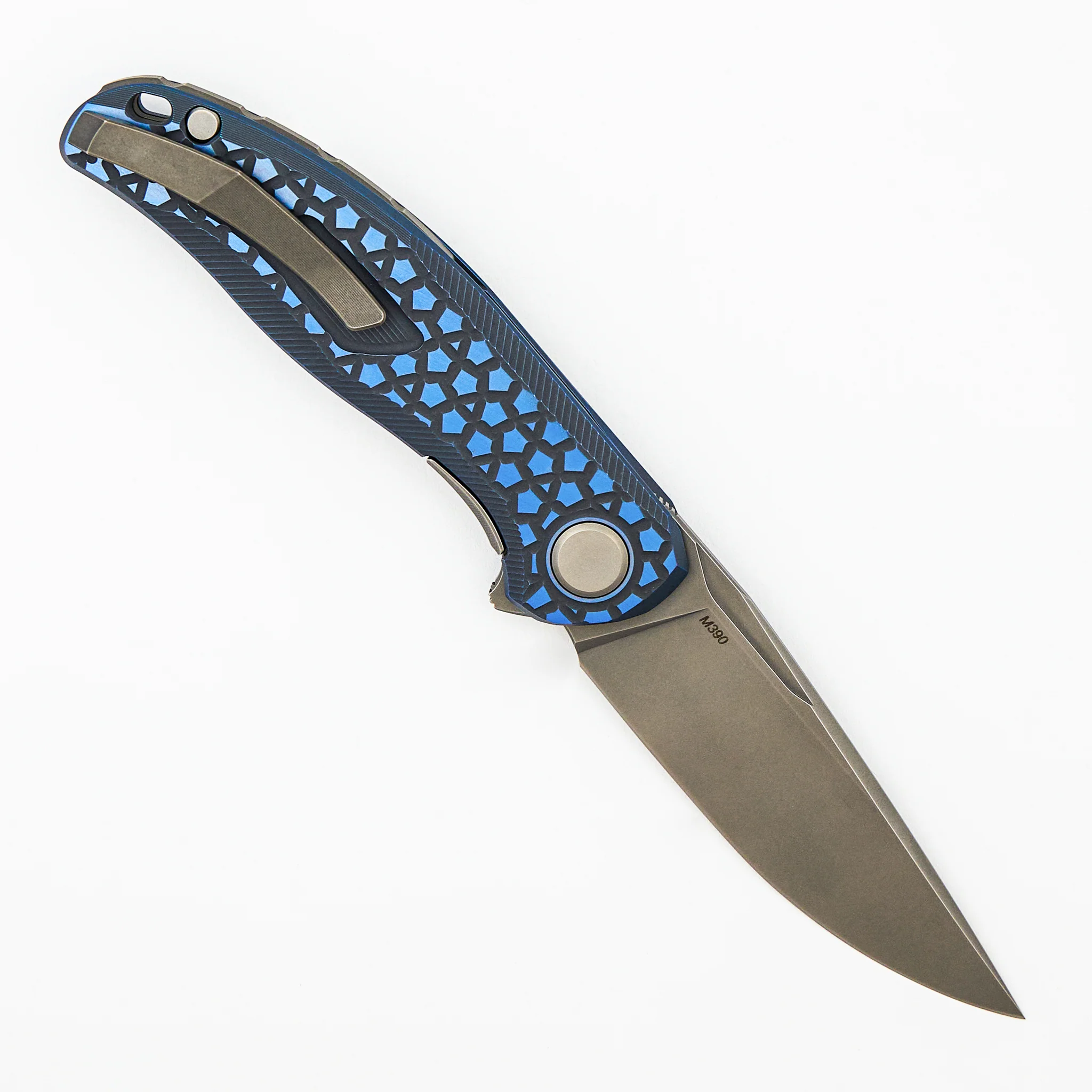 Stellar Bear Pattern – Blue Titanium Handle – M390 Blade – MRBS - Image 2