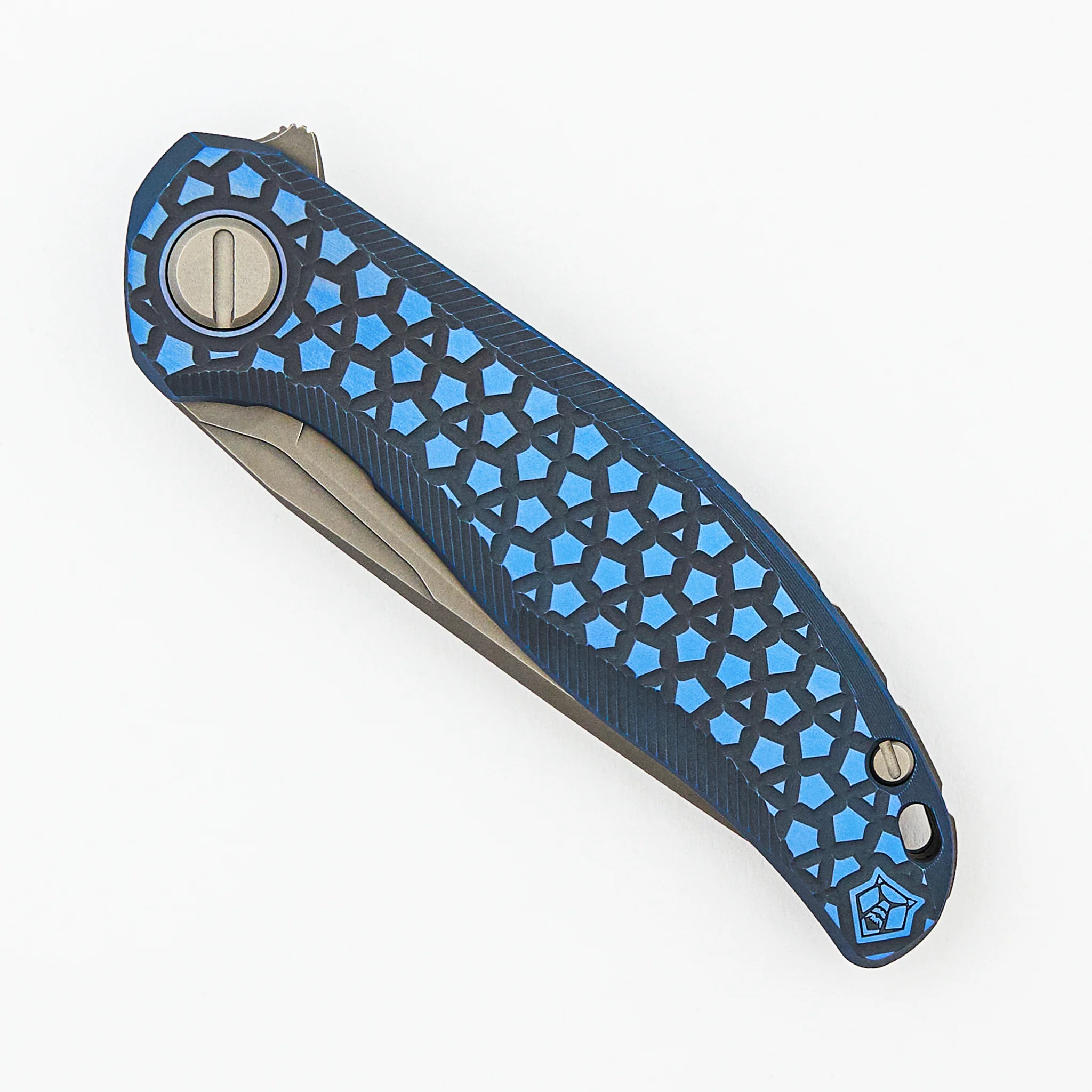Stellar Bear Pattern – Blue Titanium Handle – M390 Blade – MRBS - Image 3