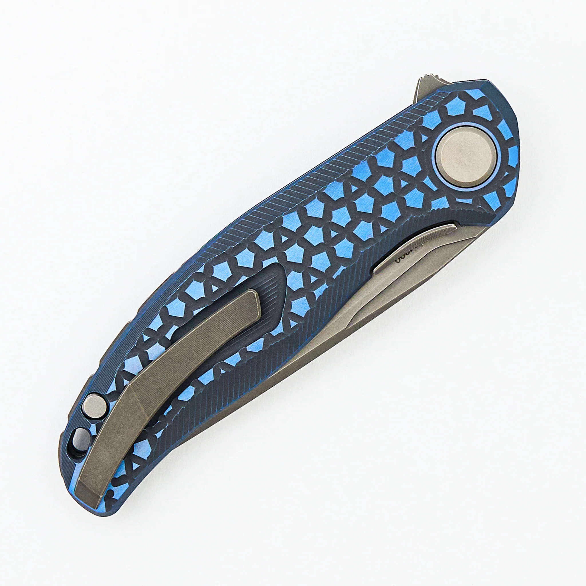 Stellar Bear Pattern – Blue Titanium Handle – M390 Blade – MRBS - Image 4