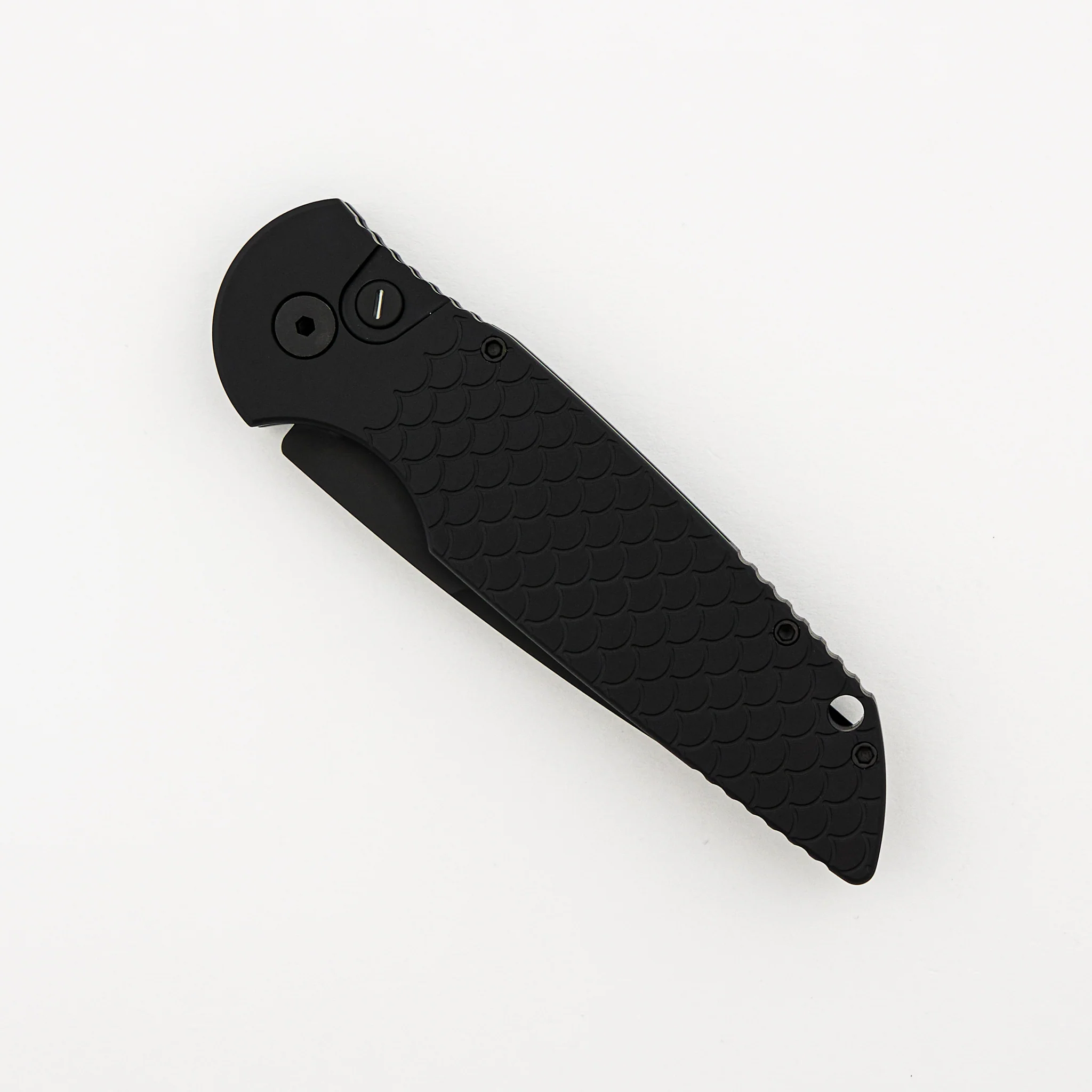 Tactical Response 3 - TR-3 X1 Operator - Black "Fish Scale" Handle - Black 154CM Blade - Tritium Button - Image 3