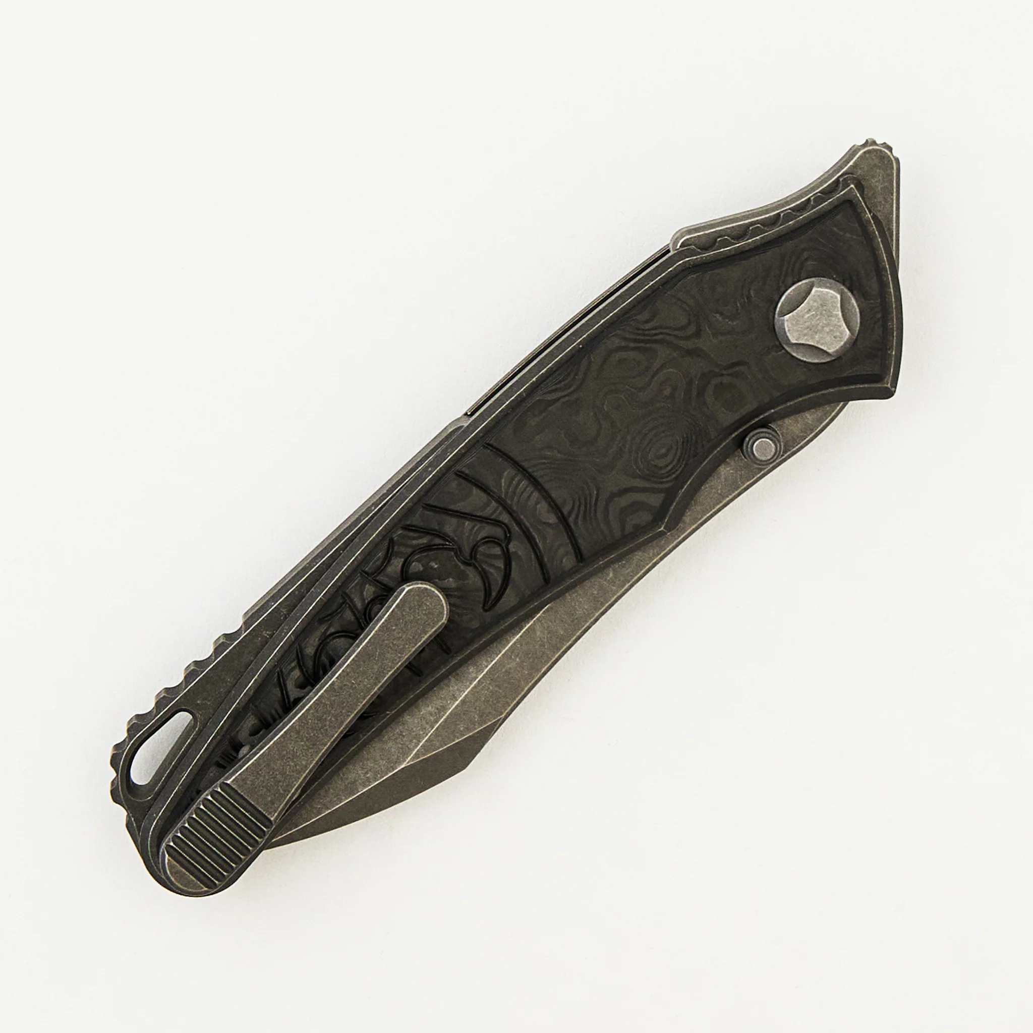 Talon - Stonewash Titanium/Black Dunes Fat Carbon Handle - M390 Blade - Image 4