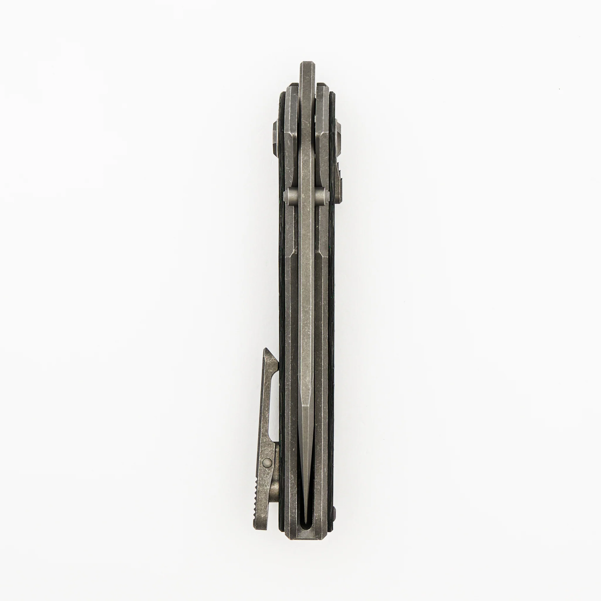 Talon - Tumbled Titanium/Green TechnoCarbo Handle - M390 Blade - Image 5