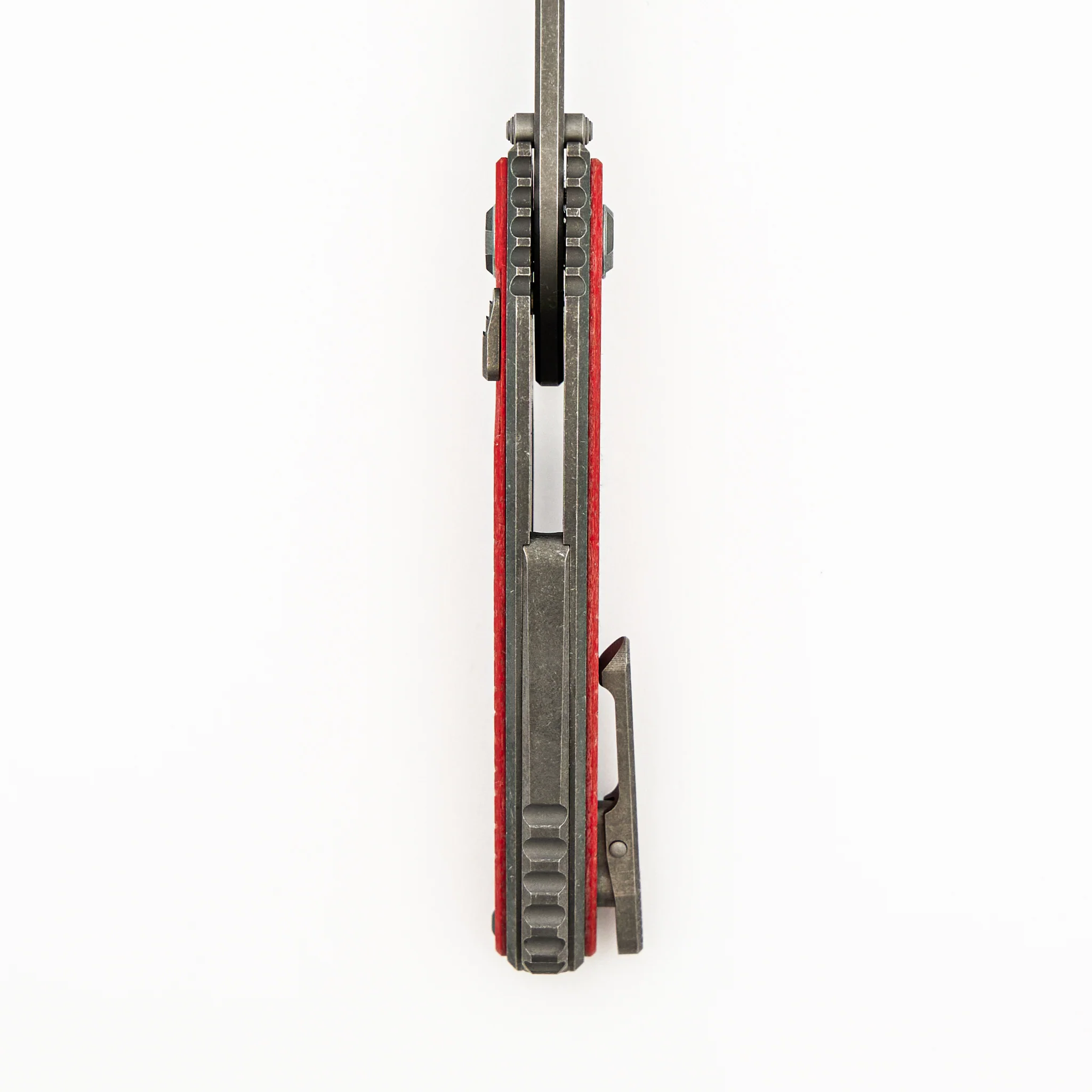 Talon - Tumbled Titanium/Pulse Red Glass Handle - M390 Blade - Image 7