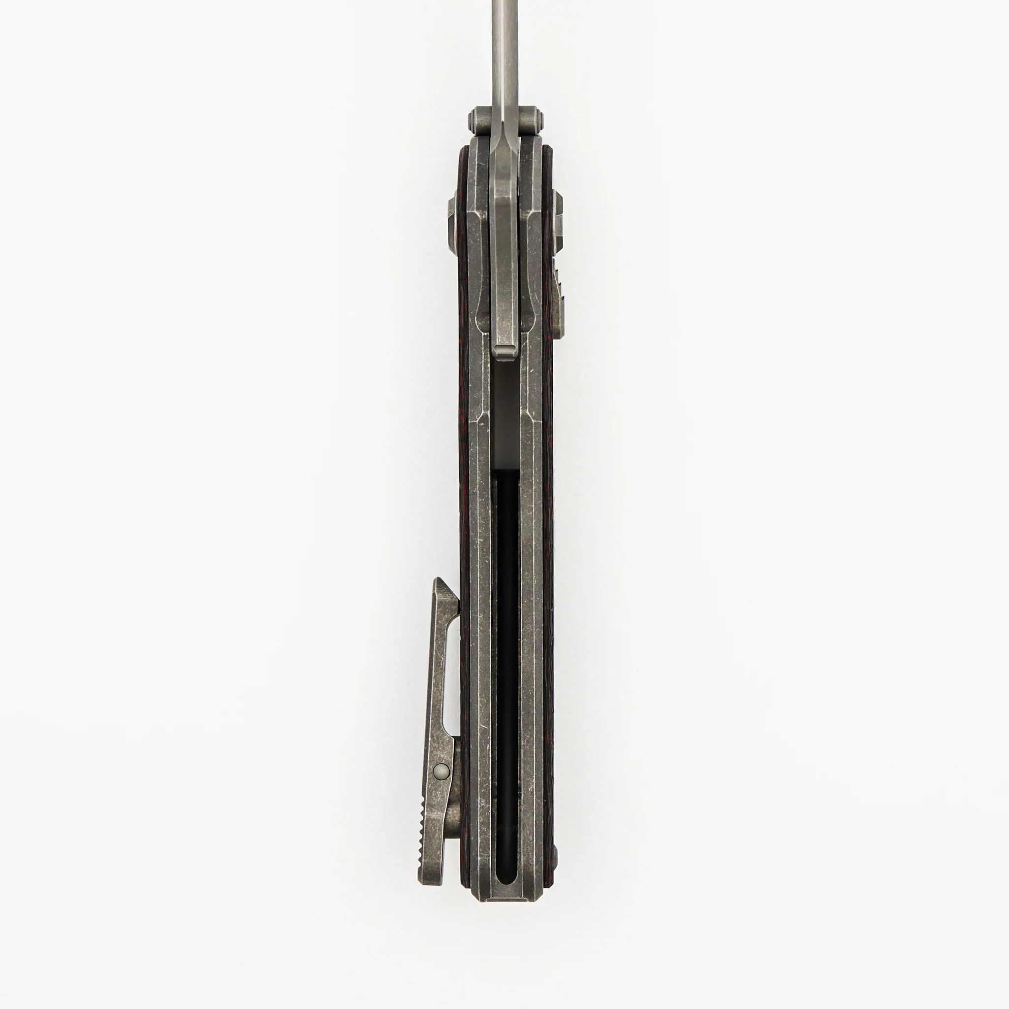 Talon - Tumbled Titanium/Red TechnoCarbo Handle - M390 Blade - Image 6