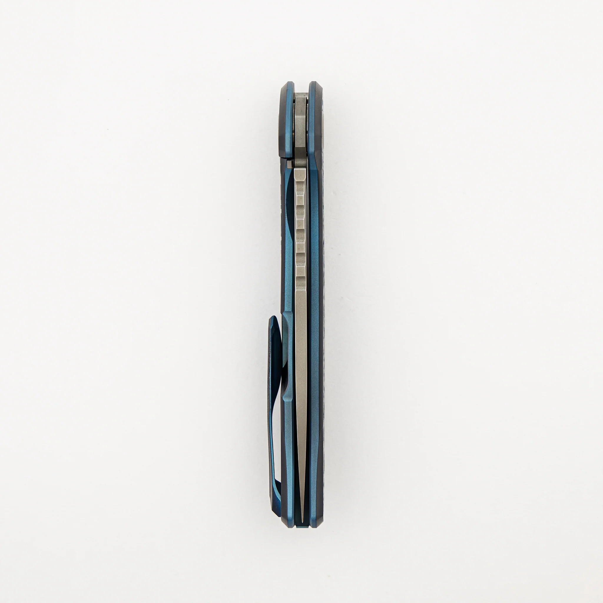 Shirogorov Knives / Ti2 Design F95 Black Hula "Blue Pixelated Flower" - M390 Blade - MRBS - Completed - Image 6