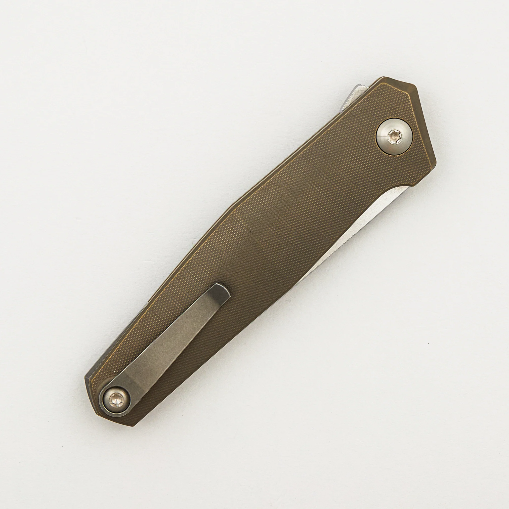 Toko - Amber/Satin Titanium Handle - RWL34 Blade #493 - Image 4