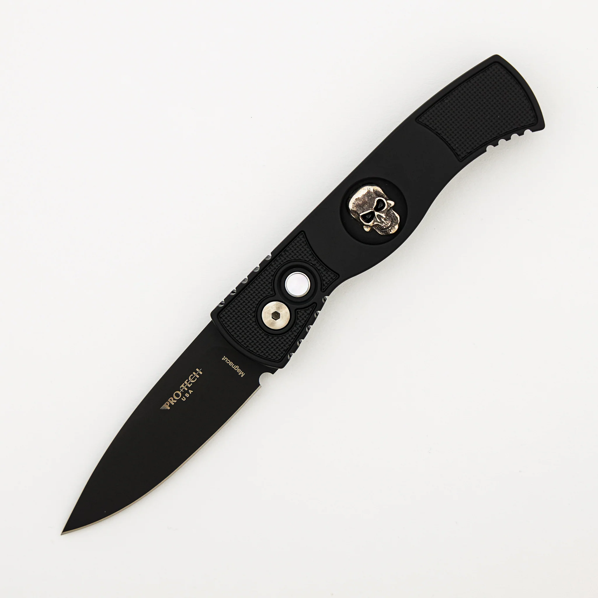 TR-2 Skull Blade Show 2024 - Black Aluminum Handle - Shaw Sterling Silver Skull - Black MagnaCut Blade #15 of 150