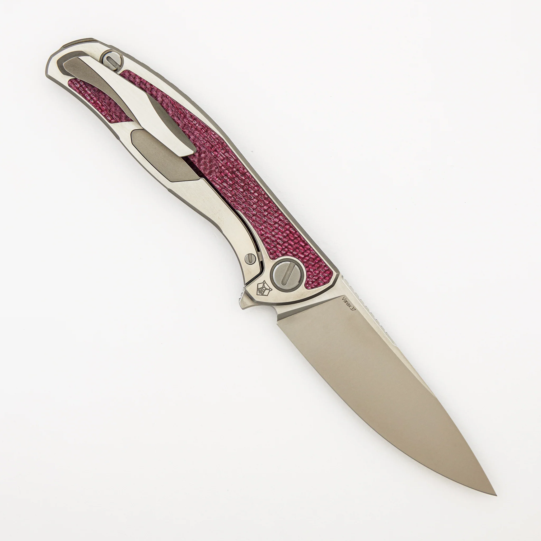 UniHati F95 Unique Graphic Custom Division - Titanium/Dark Cherry Alutex Handle - Vanax 37 Blade - RBS - Image 2