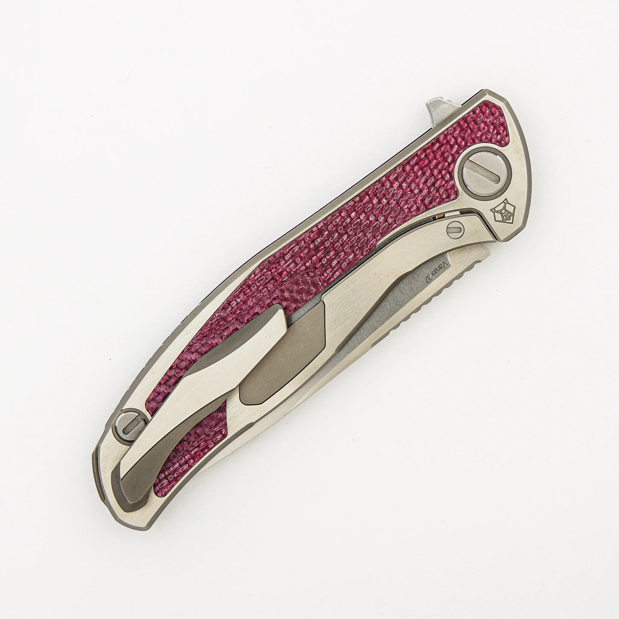 UniHati F95 Unique Graphic Custom Division - Titanium/Dark Cherry Alutex Handle - Vanax 37 Blade - RBS - Image 4
