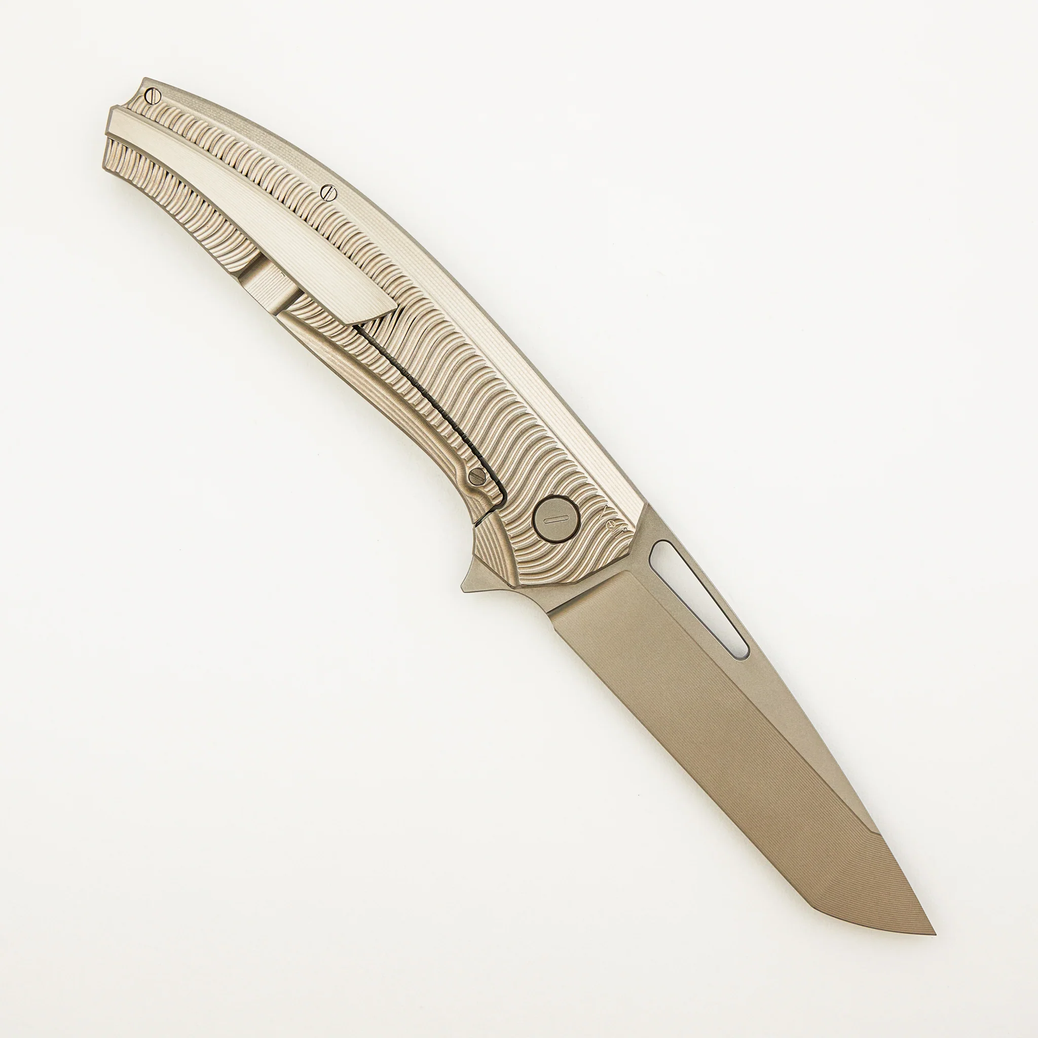 Veli - Titanium Handle W/ Wave Milling - RWL-34 Blade - Blasted Accents - Image 2