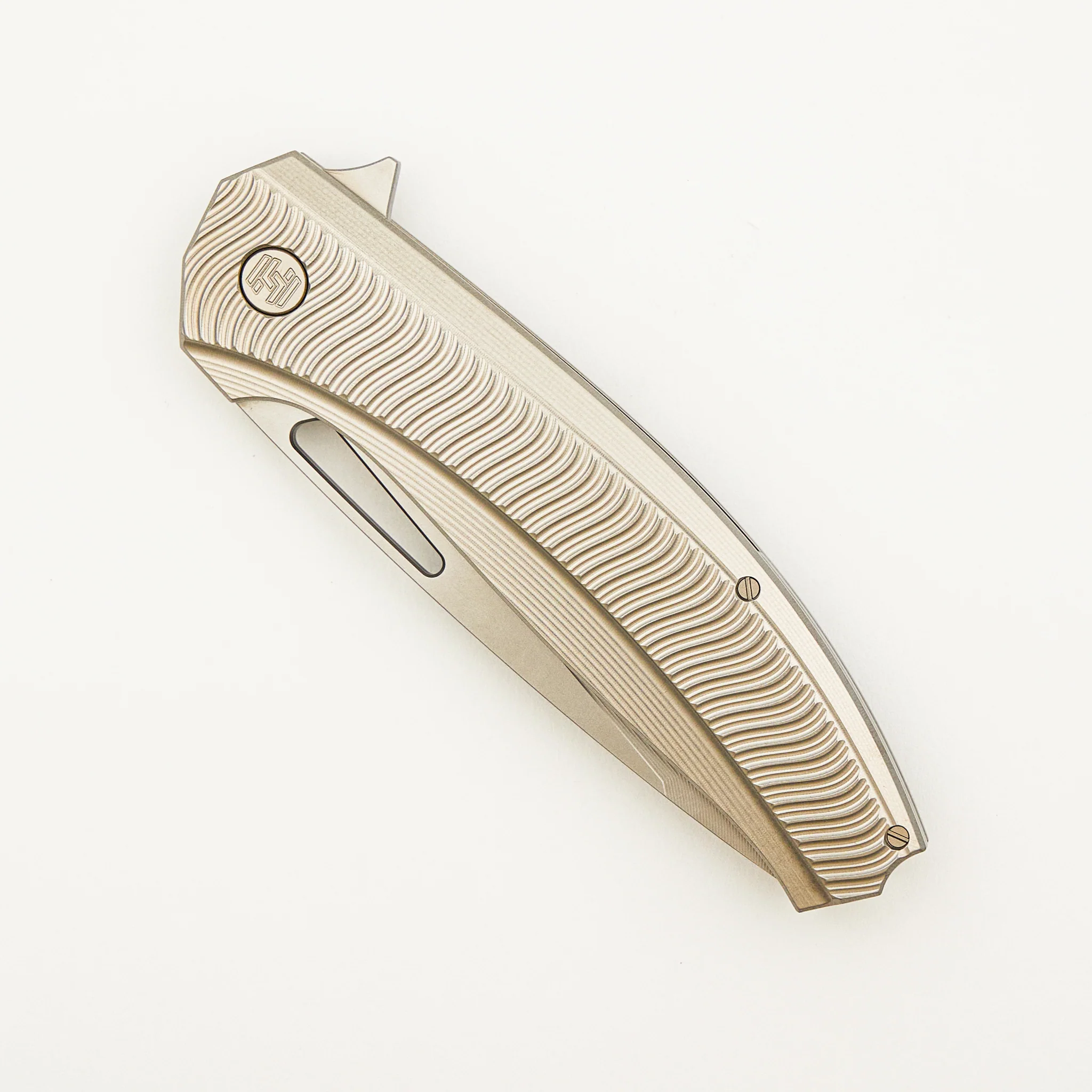 Veli - Titanium Handle W/ Wave Milling - RWL-34 Blade - Blasted Accents - Image 3
