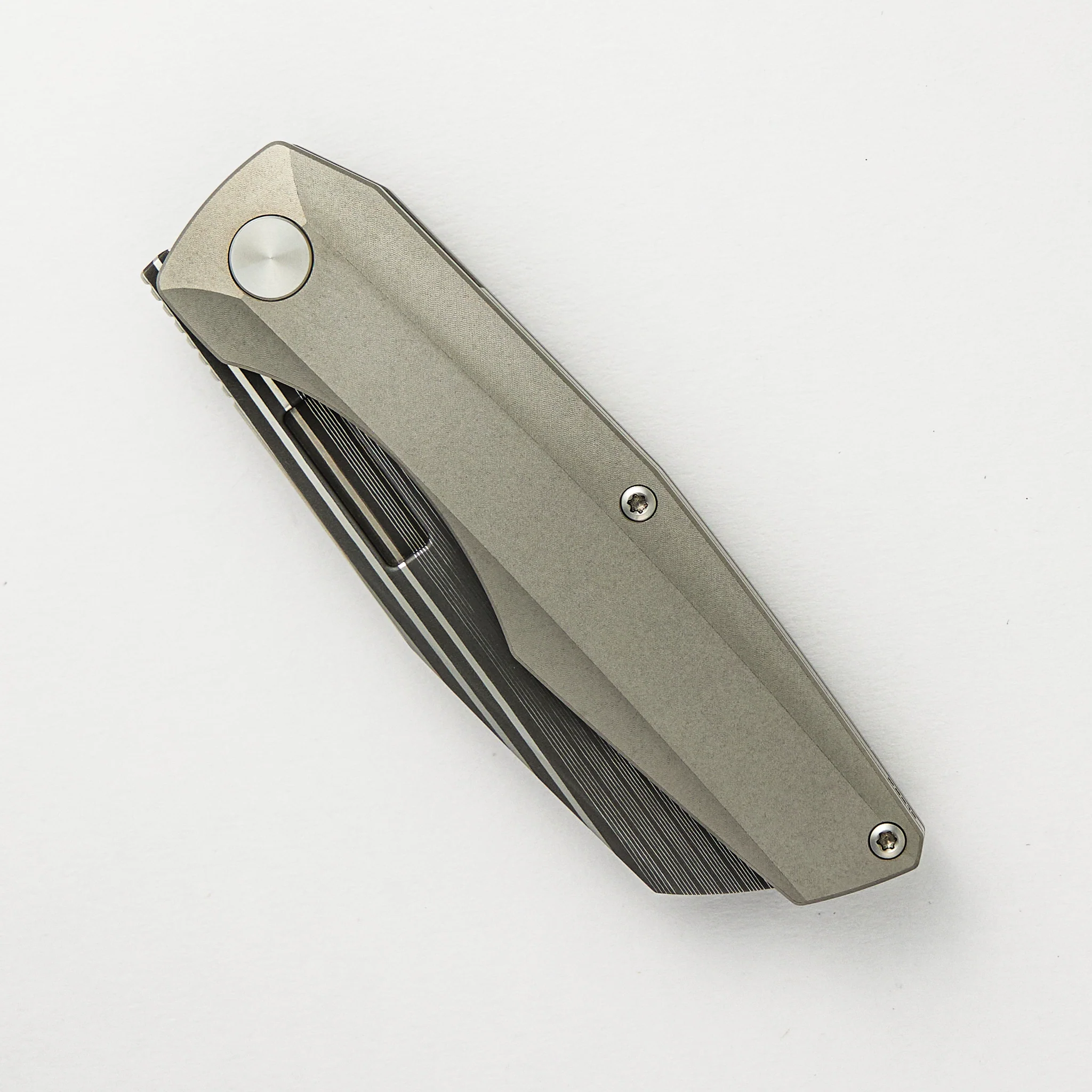 Axon Bacon Sheepsfoot Blade Stonewash Titanium Handle Liner Lock - Image 3