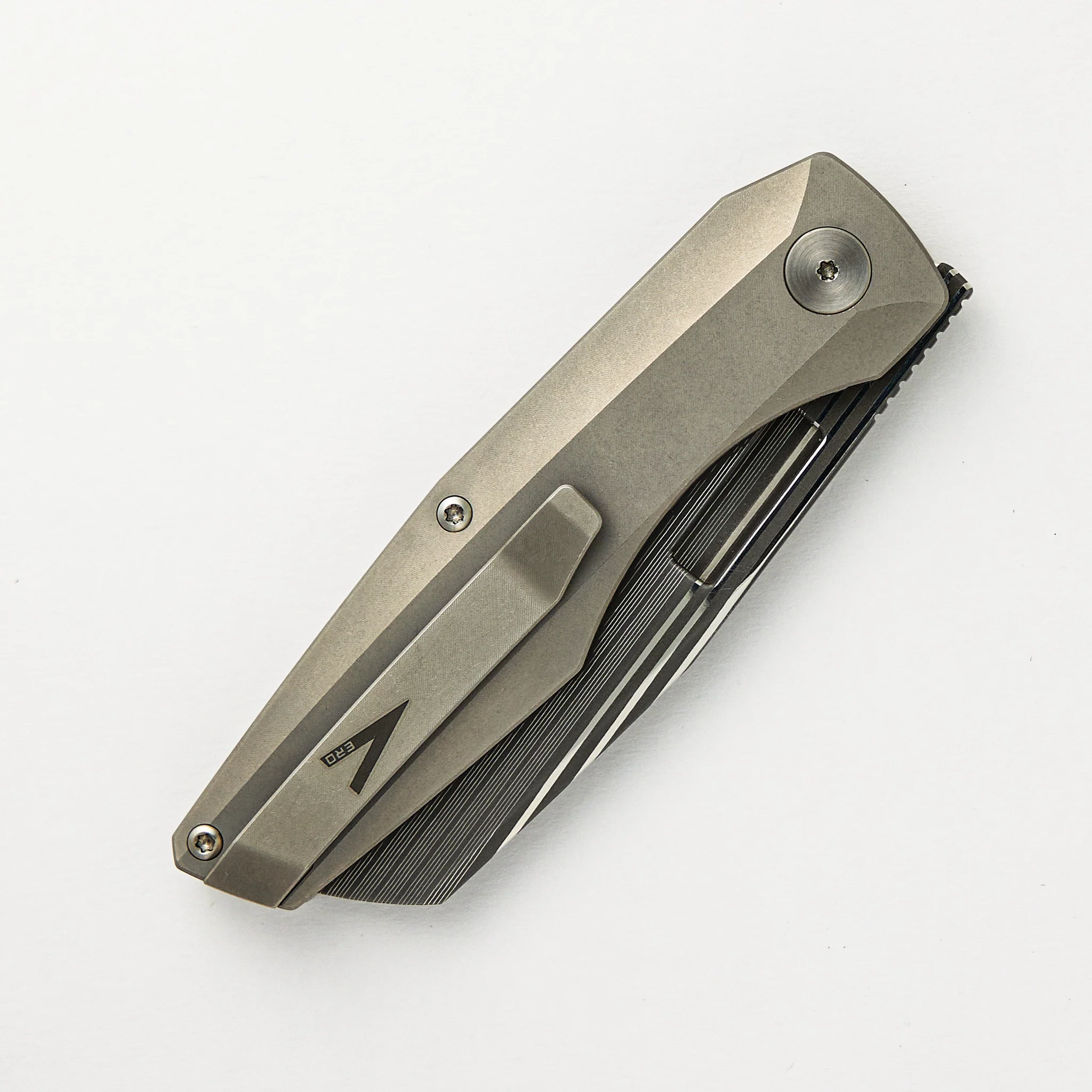 Axon Bacon Sheepsfoot Blade Stonewash Titanium Handle Liner Lock - Image 4