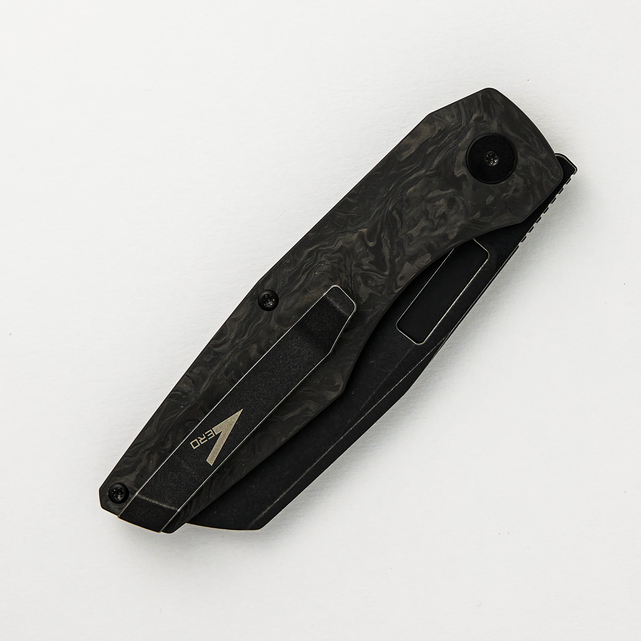 Axon Blackwash Sheepsfoot M390 Blade Marbled Carbon Fiber Handle Liner Lock - Image 4