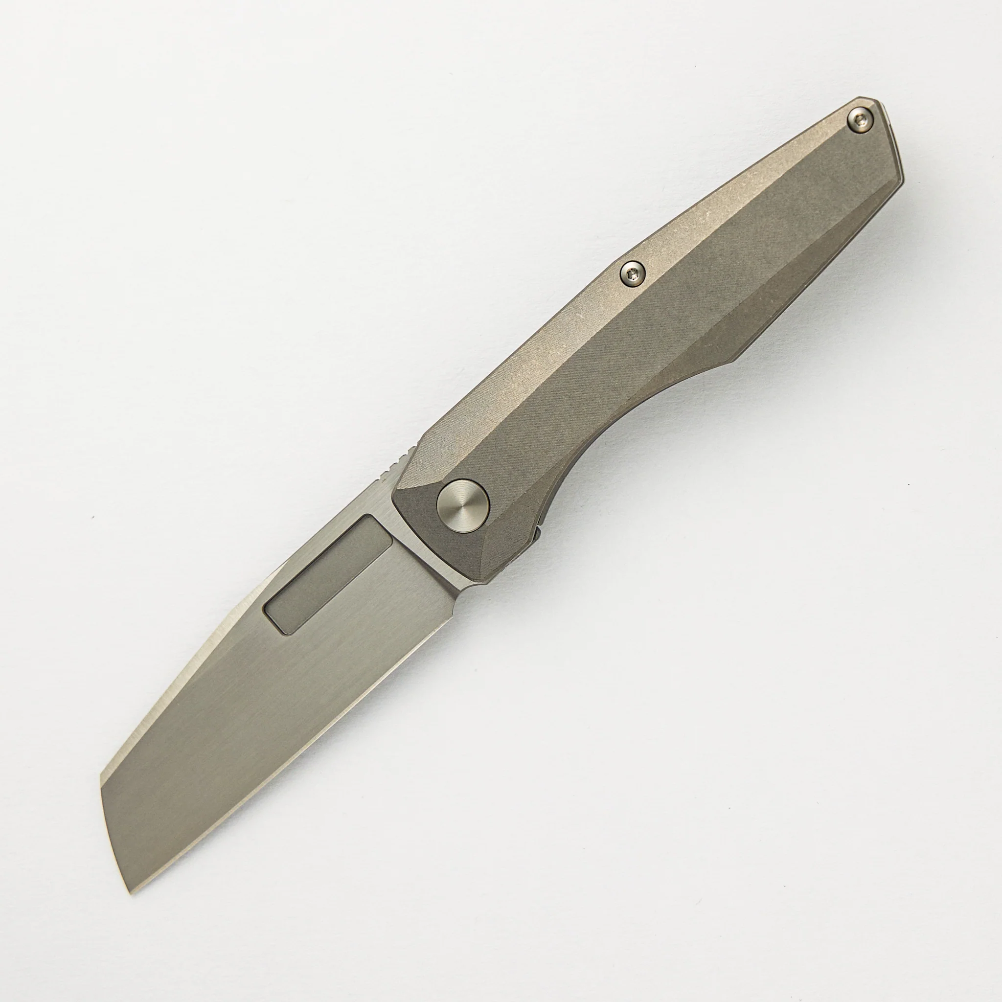 Axon Frame Lock Mini Hand Satin M390 Sheepsfoot Blade Stonewash Titanium Handle