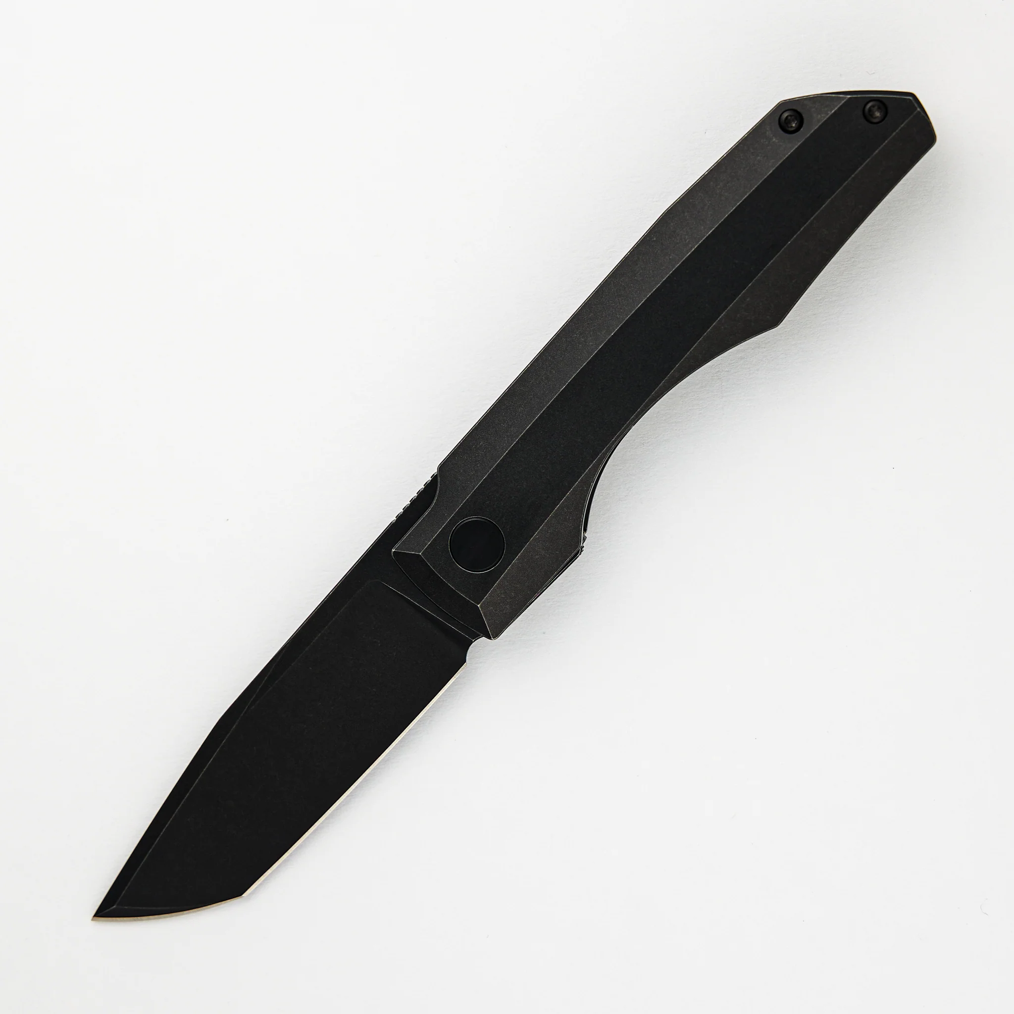 Impulse Blackwash M390 Tanto Blade Blackwash Titanium Handle Flipper