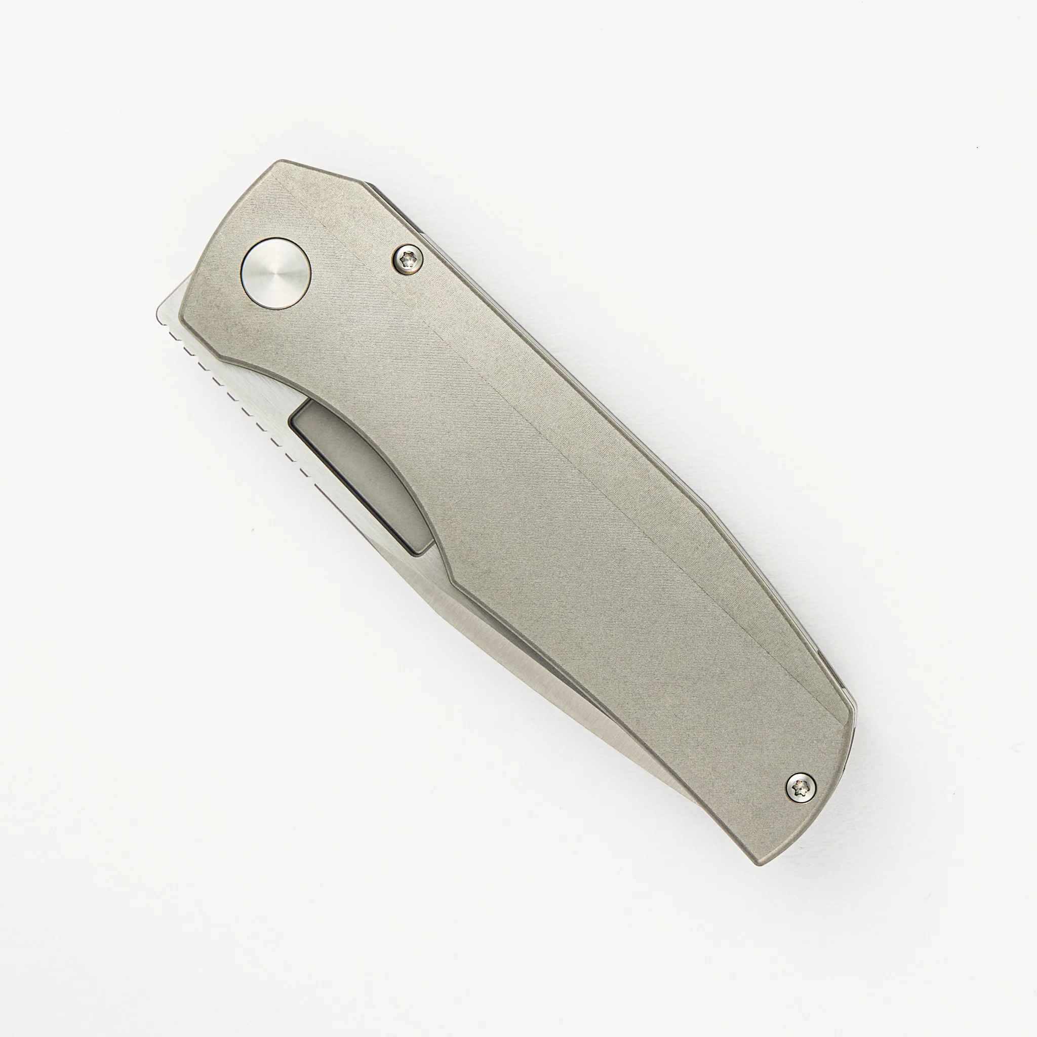 Nova Hand Satin Drop Point CPM Magnacut Blade Stonewash Titanium Handle Frame Lock - Image 3