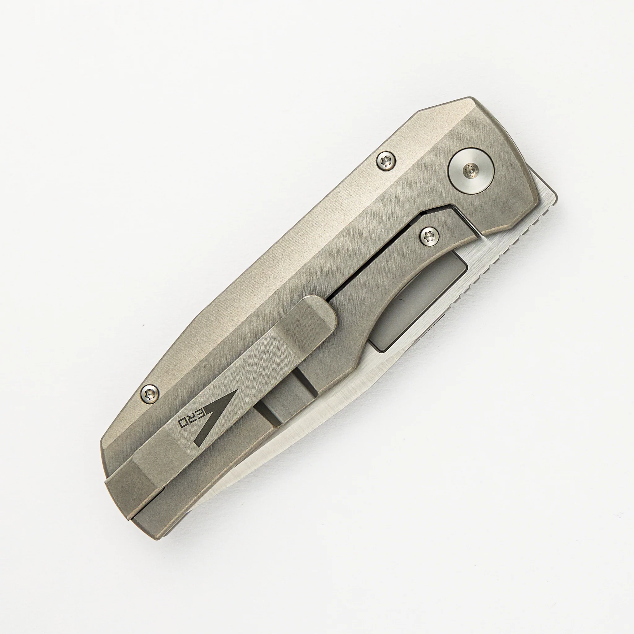 Nova Hand Satin Drop Point CPM Magnacut Blade Stonewash Titanium Handle Frame Lock - Image 4