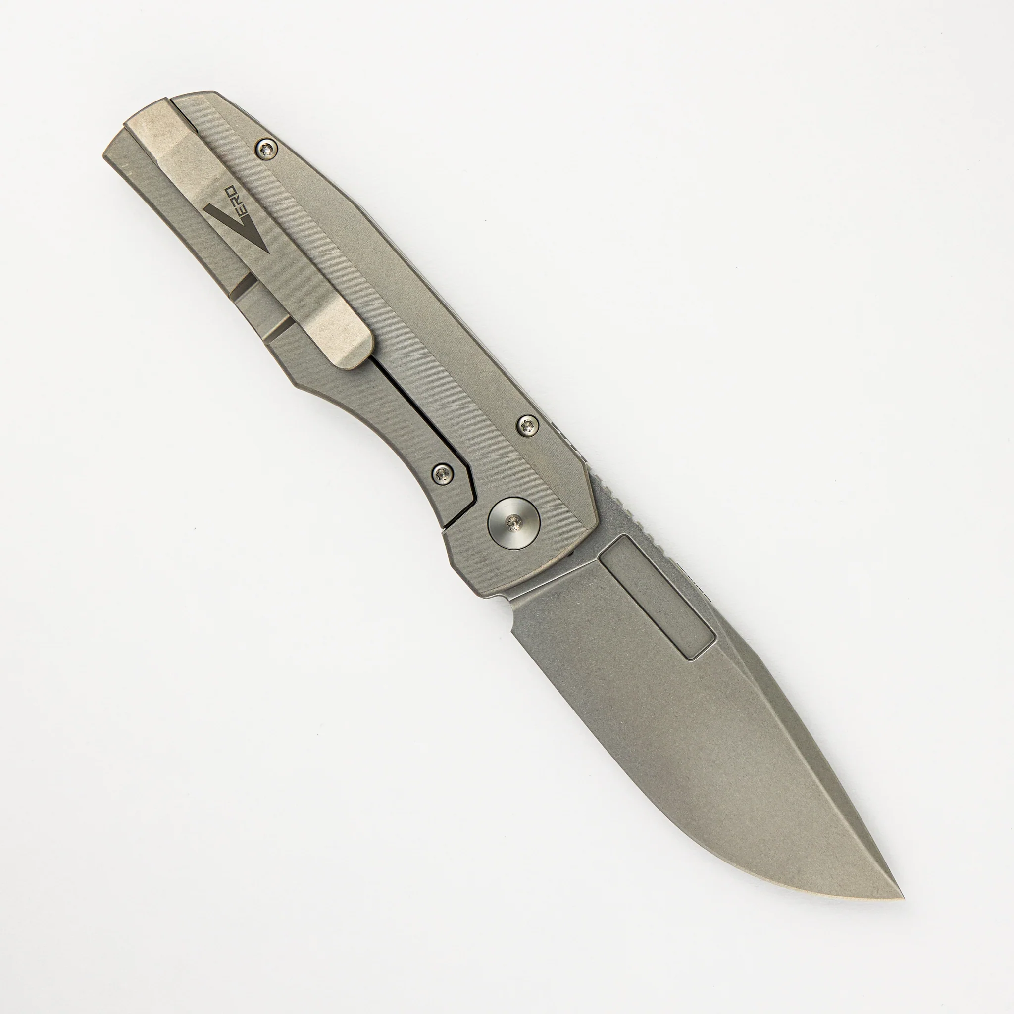 Nova Stonewash Drop Point CPM Magnacut Blade Stonewash Titanium Handle Frame Lock - Image 2