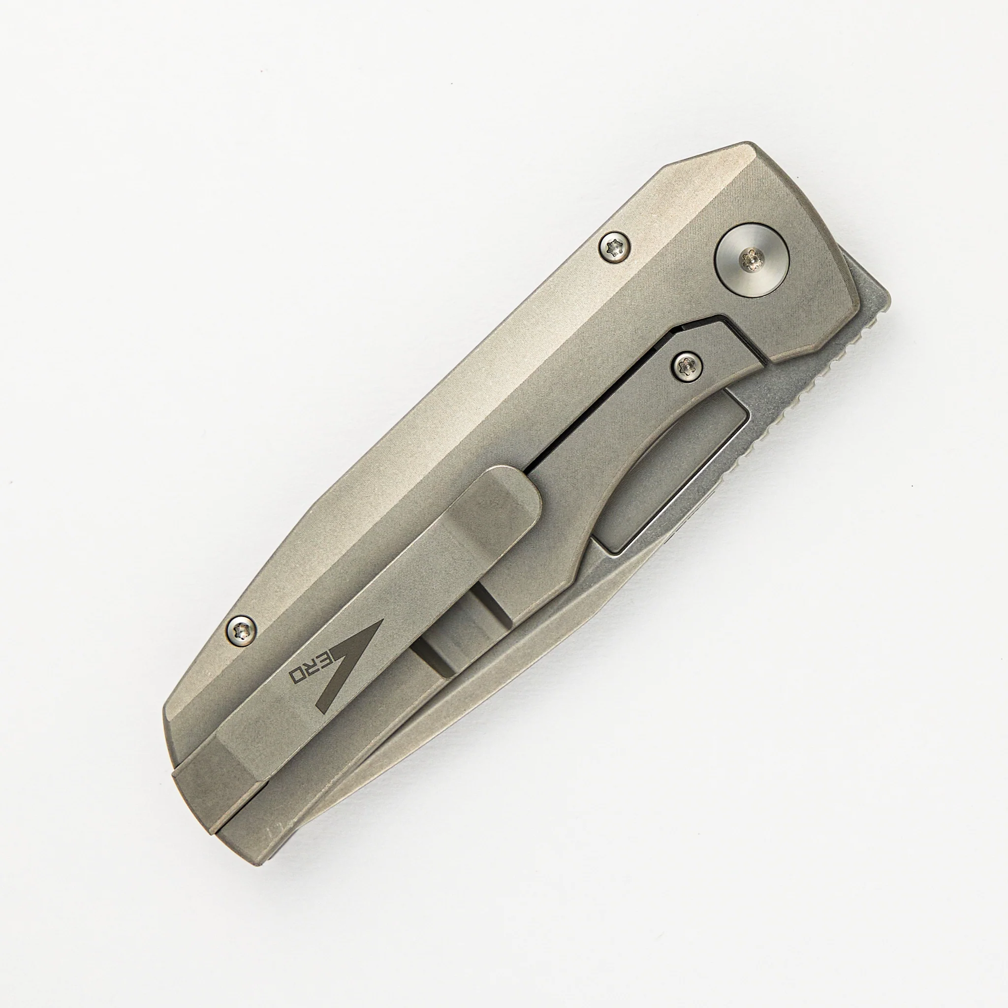 Nova Stonewash Drop Point CPM Magnacut Blade Stonewash Titanium Handle Frame Lock - Image 4