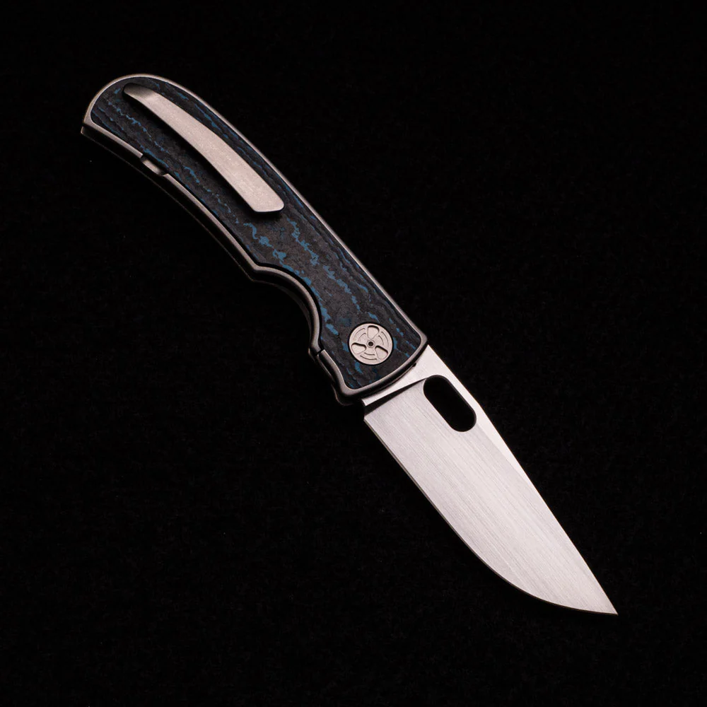 MTNT MACH 3 – HAND SATIN M390 – TITANIUM W- BLUE FAT CARBON INLAY - Image 2