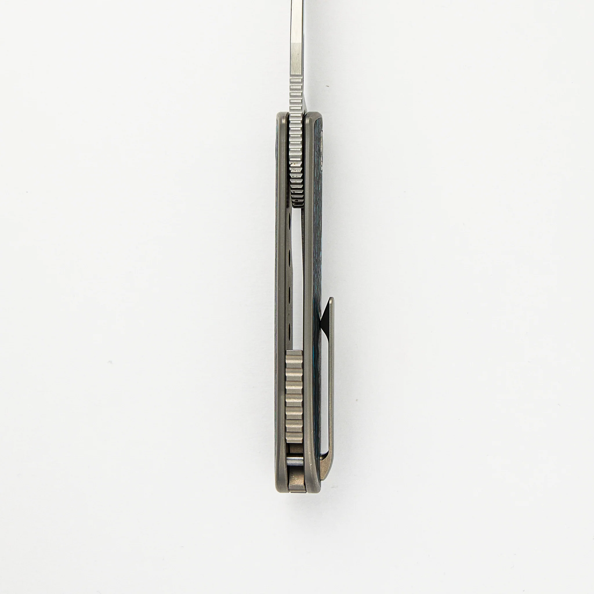MTNT Mach 3 – M390 – Titanium W/ Blue Fat Carbon Inlay (Tom Mayo Design) - Image 7
