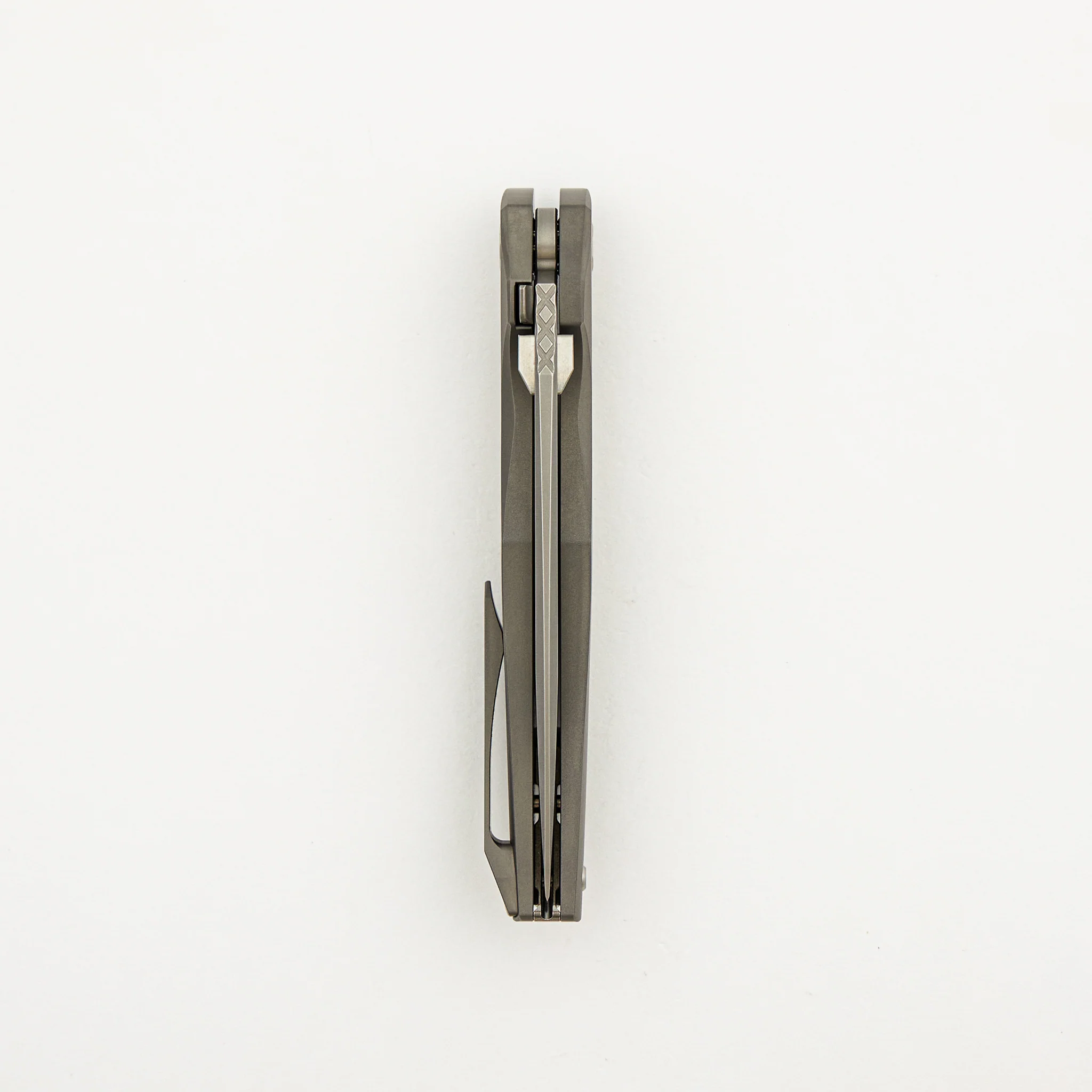 Xenon - Smooth Titanium Handle - Silver Hardware - Burnished W/ Polished Flats M390 Blade - Image 5