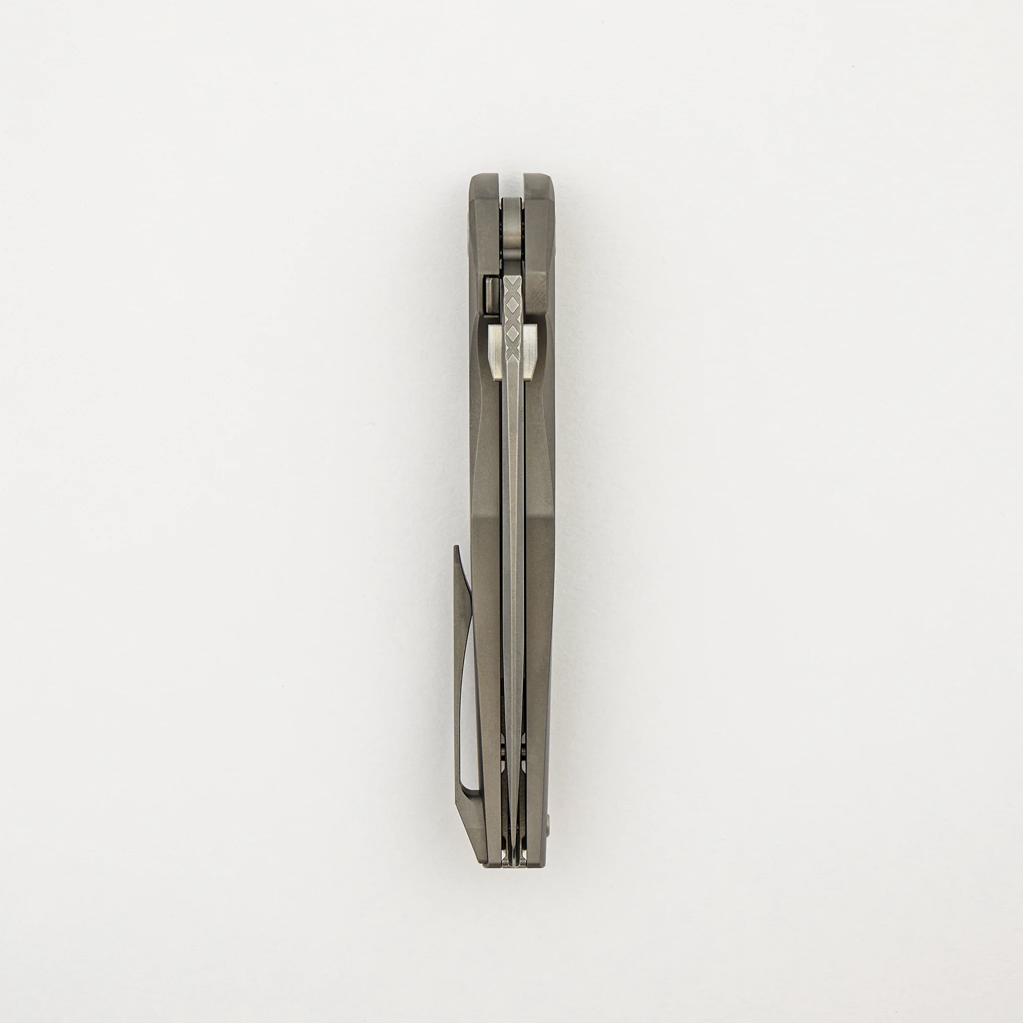 Xenon - Smooth Titanium Handle - Silver Hardware - Burnished W/ Polished Flats M390 Blade - Image 5