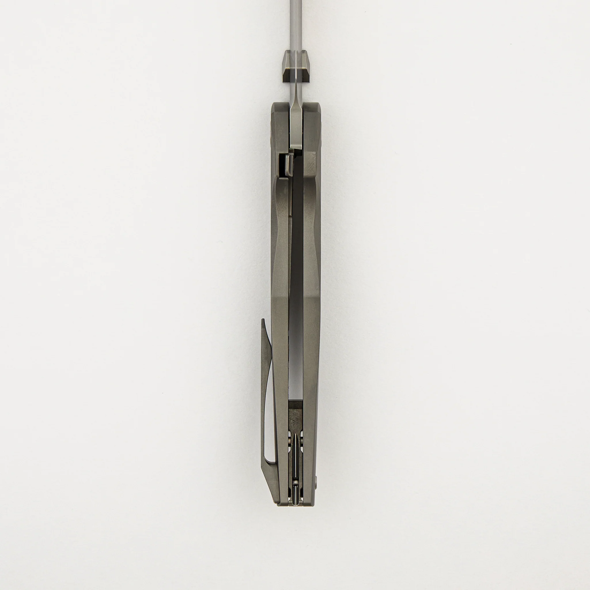 Xenon - Smooth Titanium Handle - Silver Hardware - Burnished W/ Polished Flats M390 Blade - Image 6