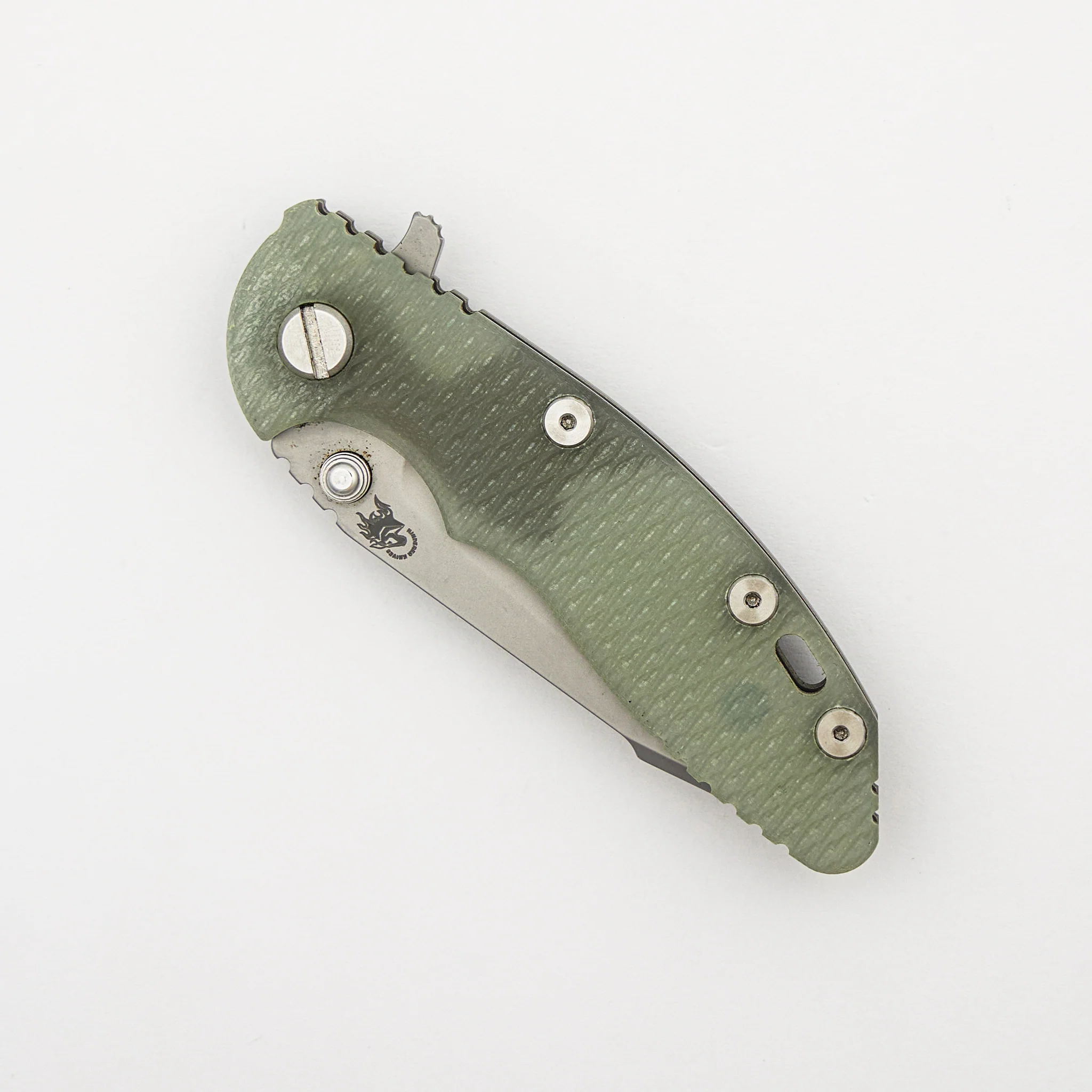 XM-18 3.0" - S45VN Harpoon Tanto - Tri-Way - Bead Blasted - Translucent Green G10 - Image 3