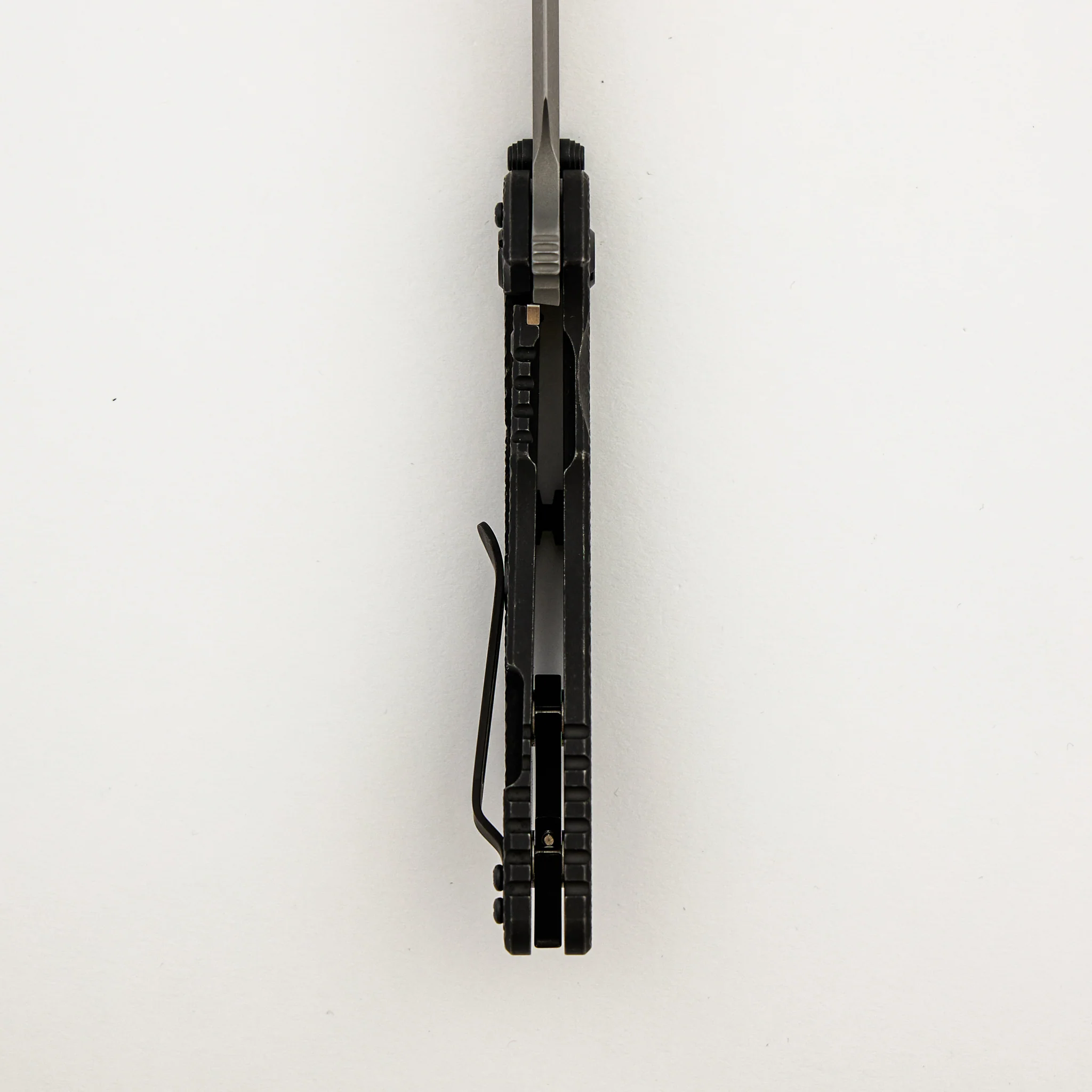 XM-18 3.5" - MagnaCut Harpoon Spanto - Tri-Way - Battle Black - Working Finish - Textured Lockside - Lasered Horsehead - Ti Scale - Black Hardware - Ti Backspacer - 2025 Filler Tab - Image 6
