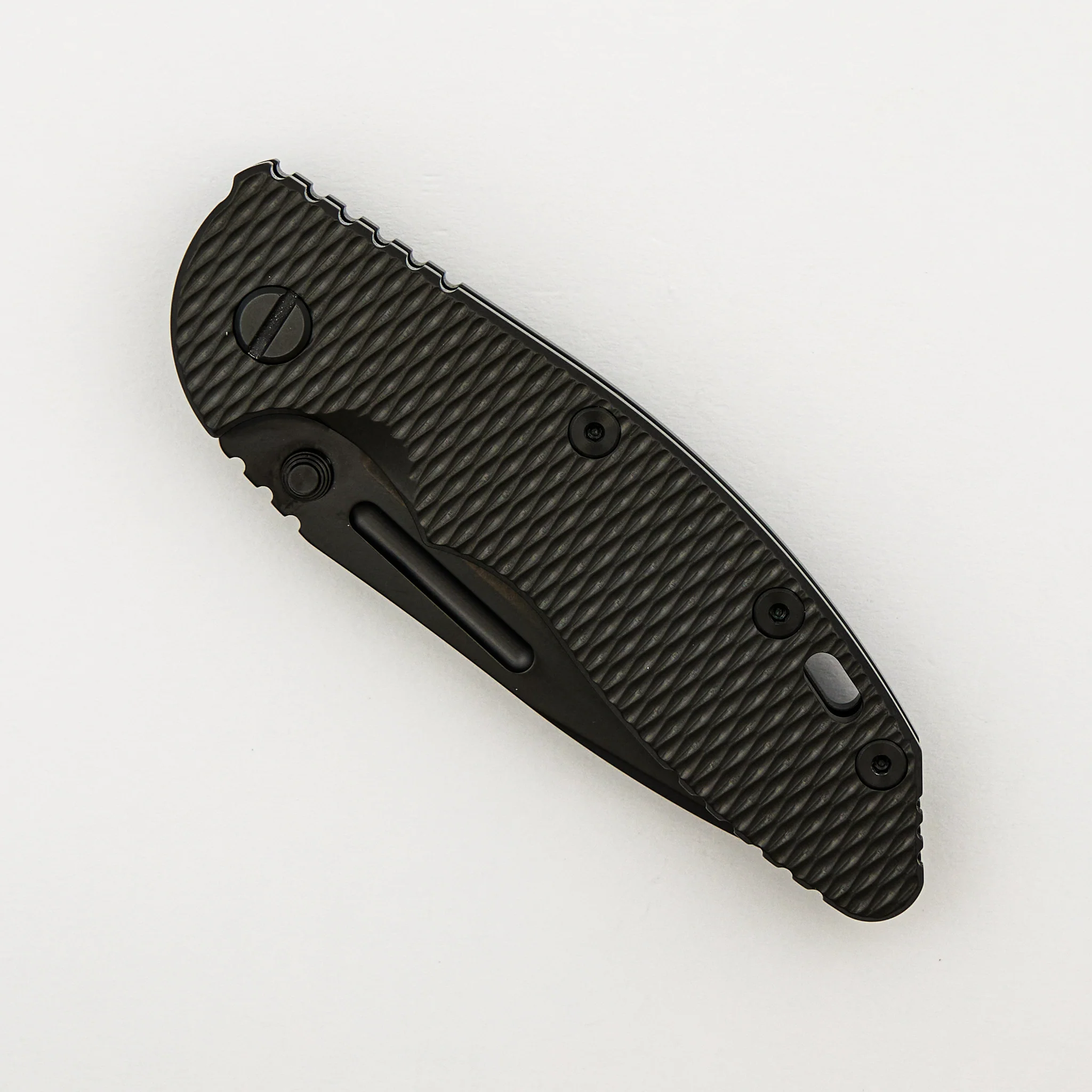 XM-18 3.5" - Non Flipper - Fullered Spear M390 Blade - DLC Black Titanium Handle - Image 3