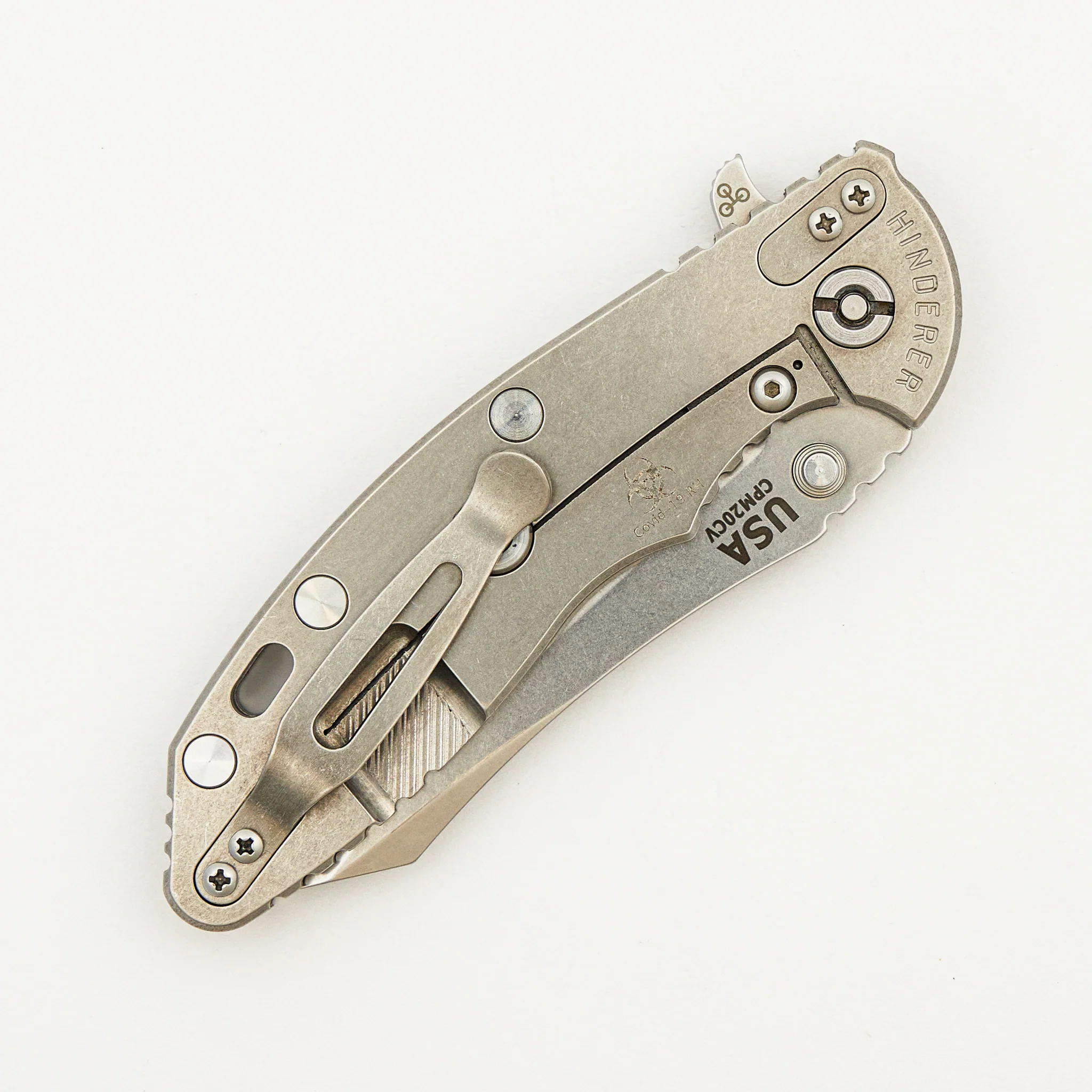 XM-18 3.5" - Skinny Skinner CPM 20CV Blade - Tri-Way - Stonewash - Covid-19 Edition - Image 4